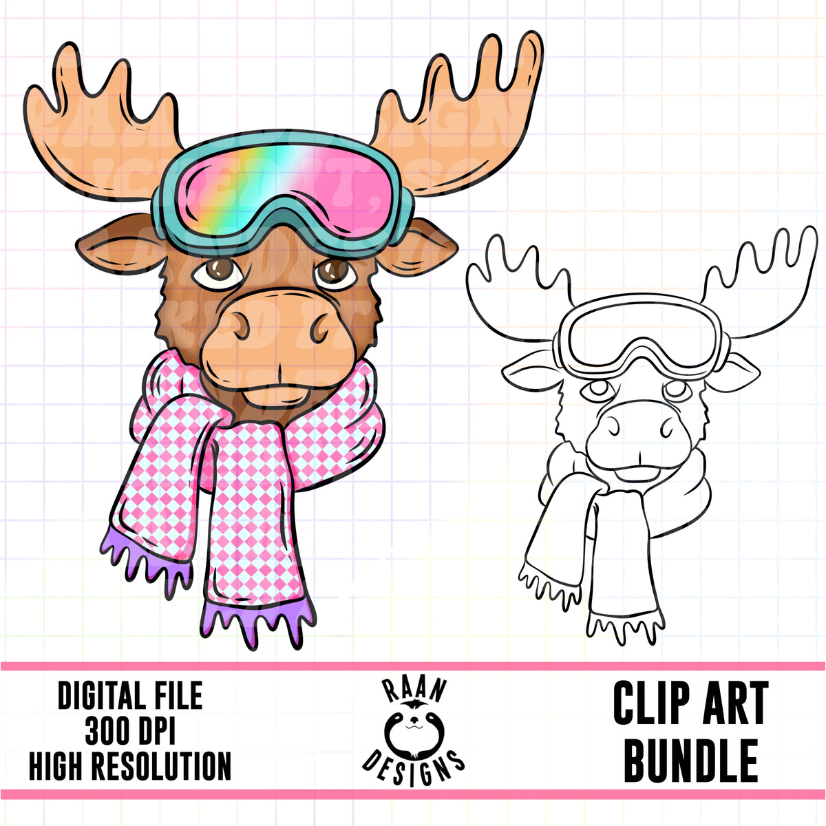 Winter Moose-Clipart Bundle