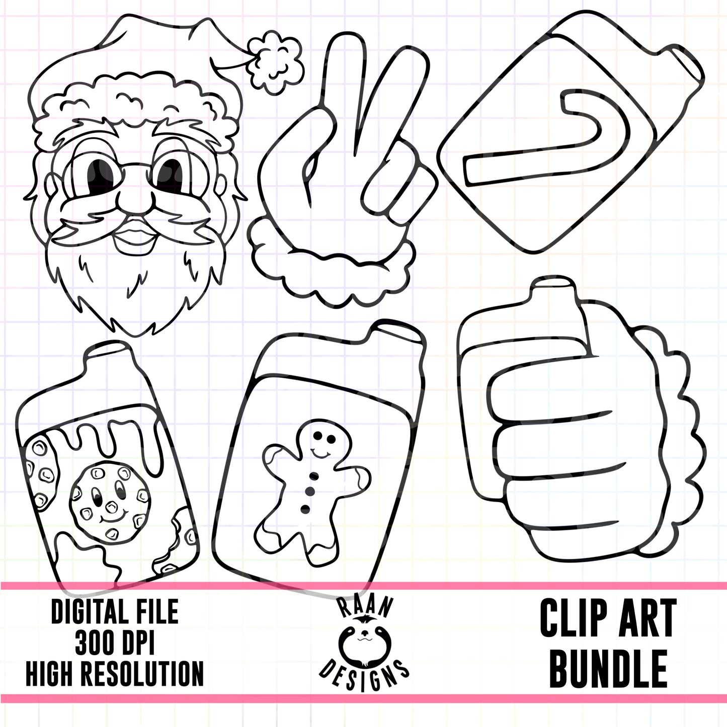 Santa Vapes-Clipart Outlines Bundle
