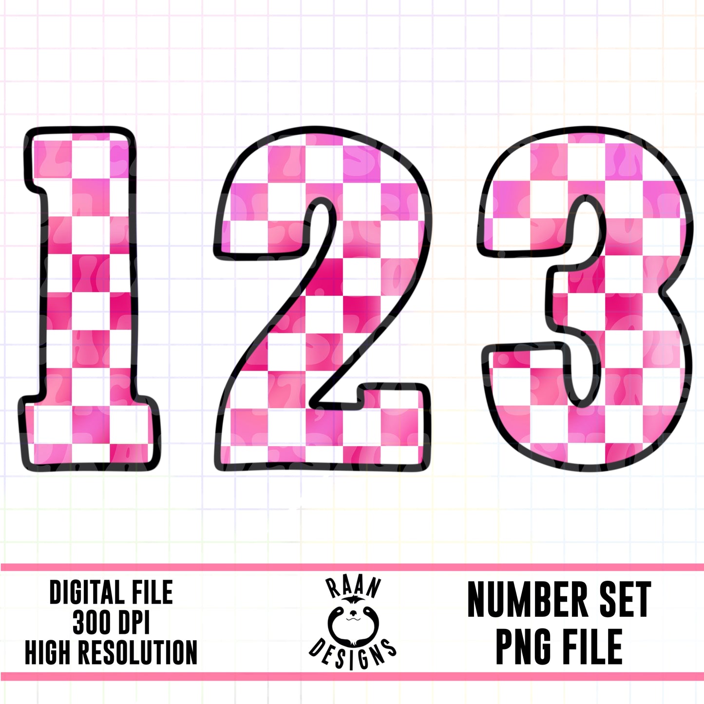 Pink Checker-Number Set