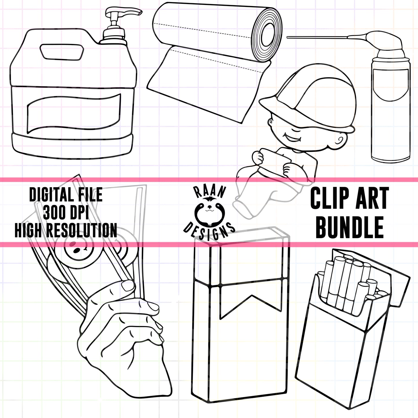 Blue Collar-Outline Clipart Bundle