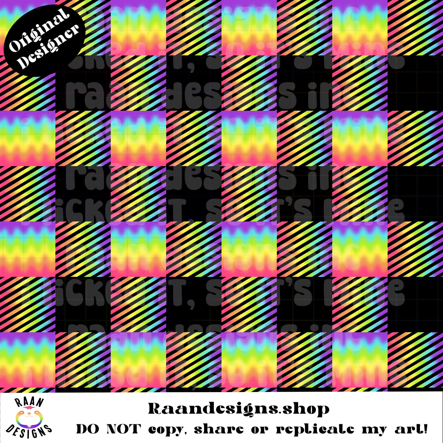 Black Rainbow Checkered Seamless