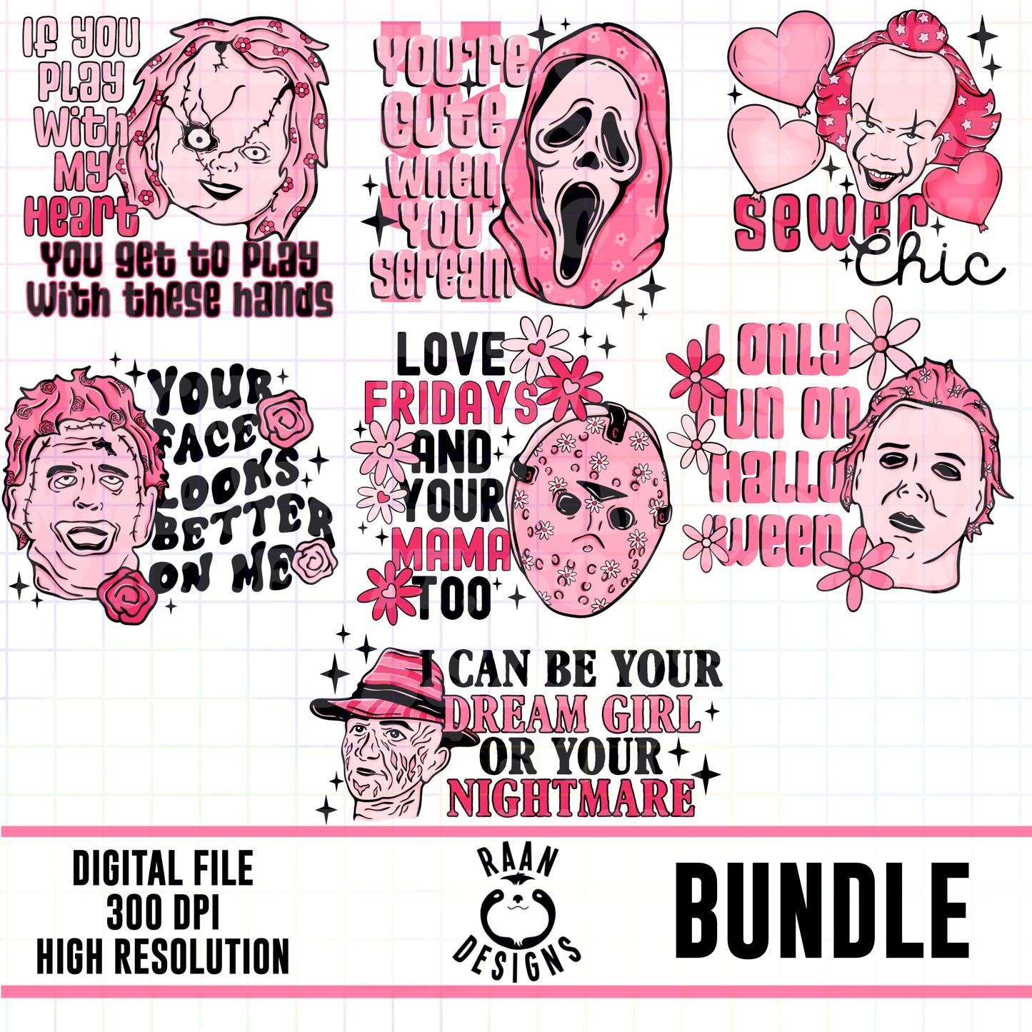 Pink Snarky Horror Killers-Bundle