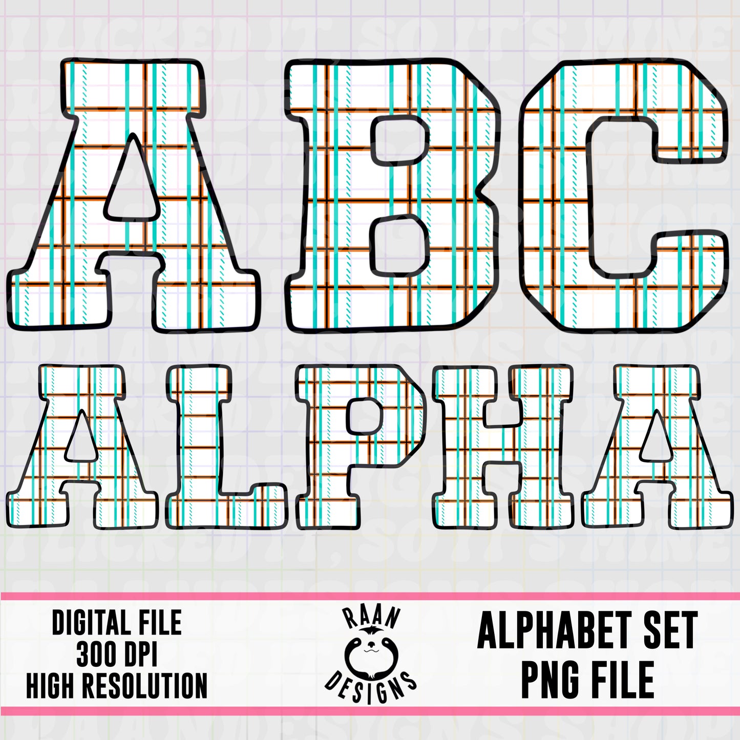 White Halloween Plaid-Alpha Set