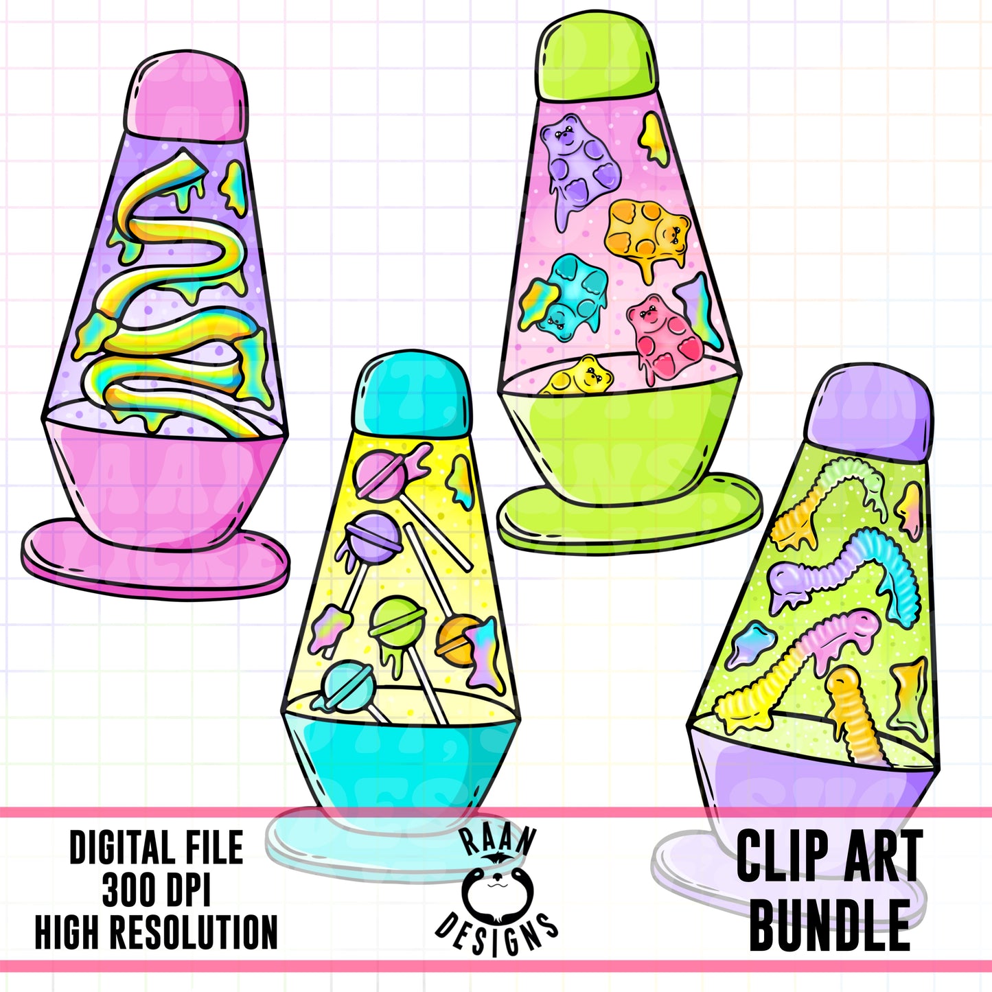 Lava Lamp Snacks Clipart Bundle