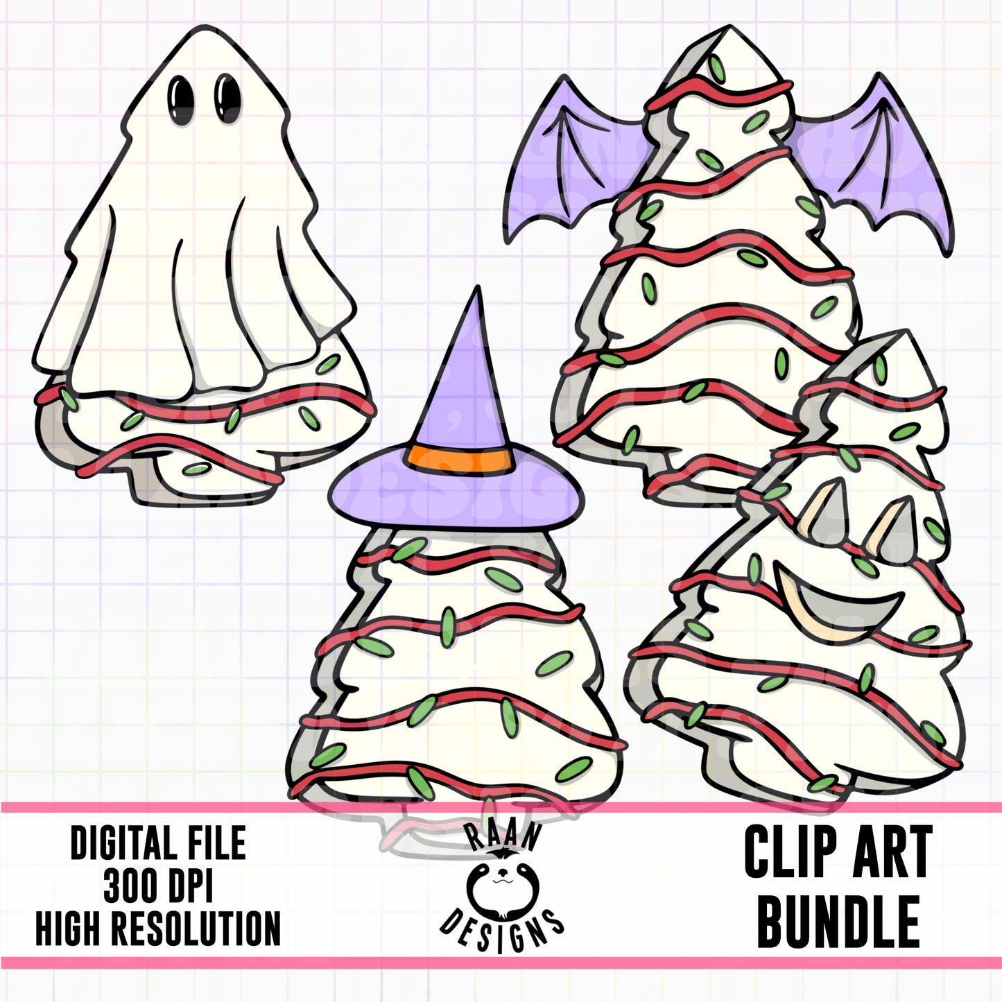 Halloween Tree Cakes-Clipart Bundle