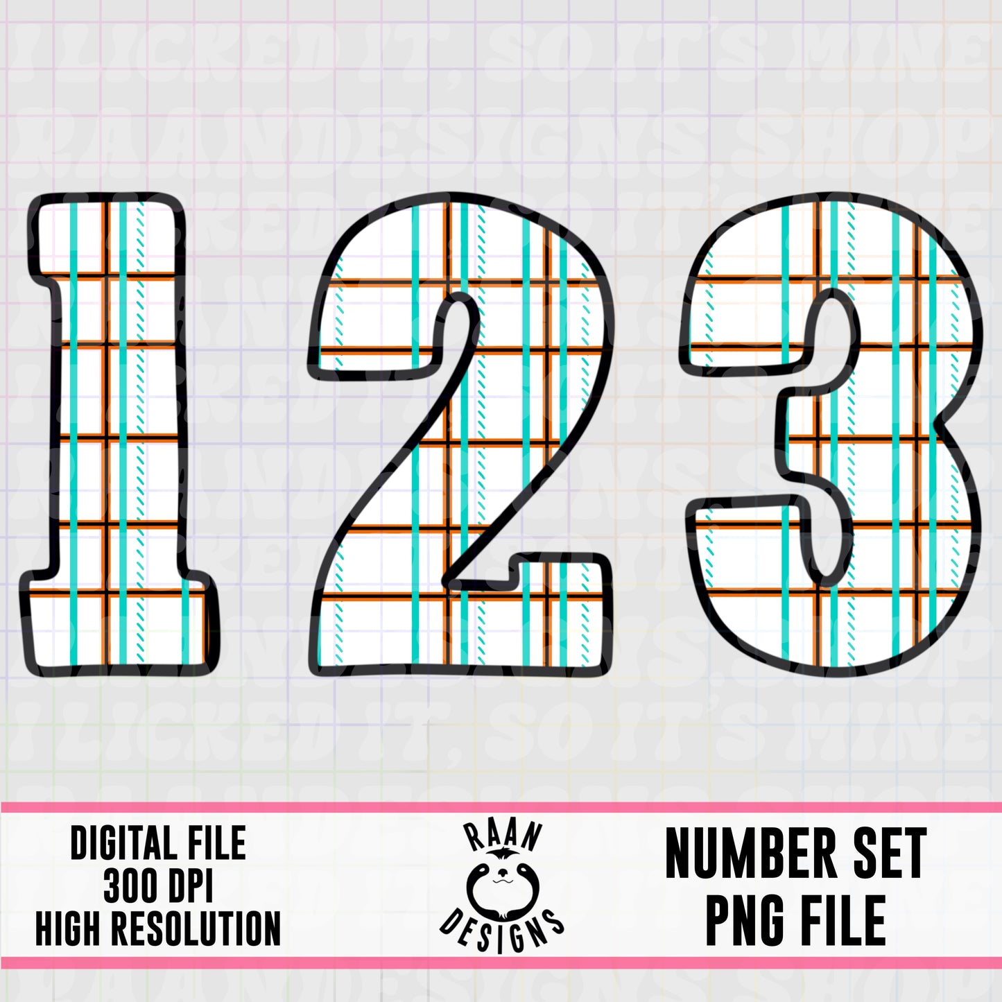White Halloween Plaid-Number Set