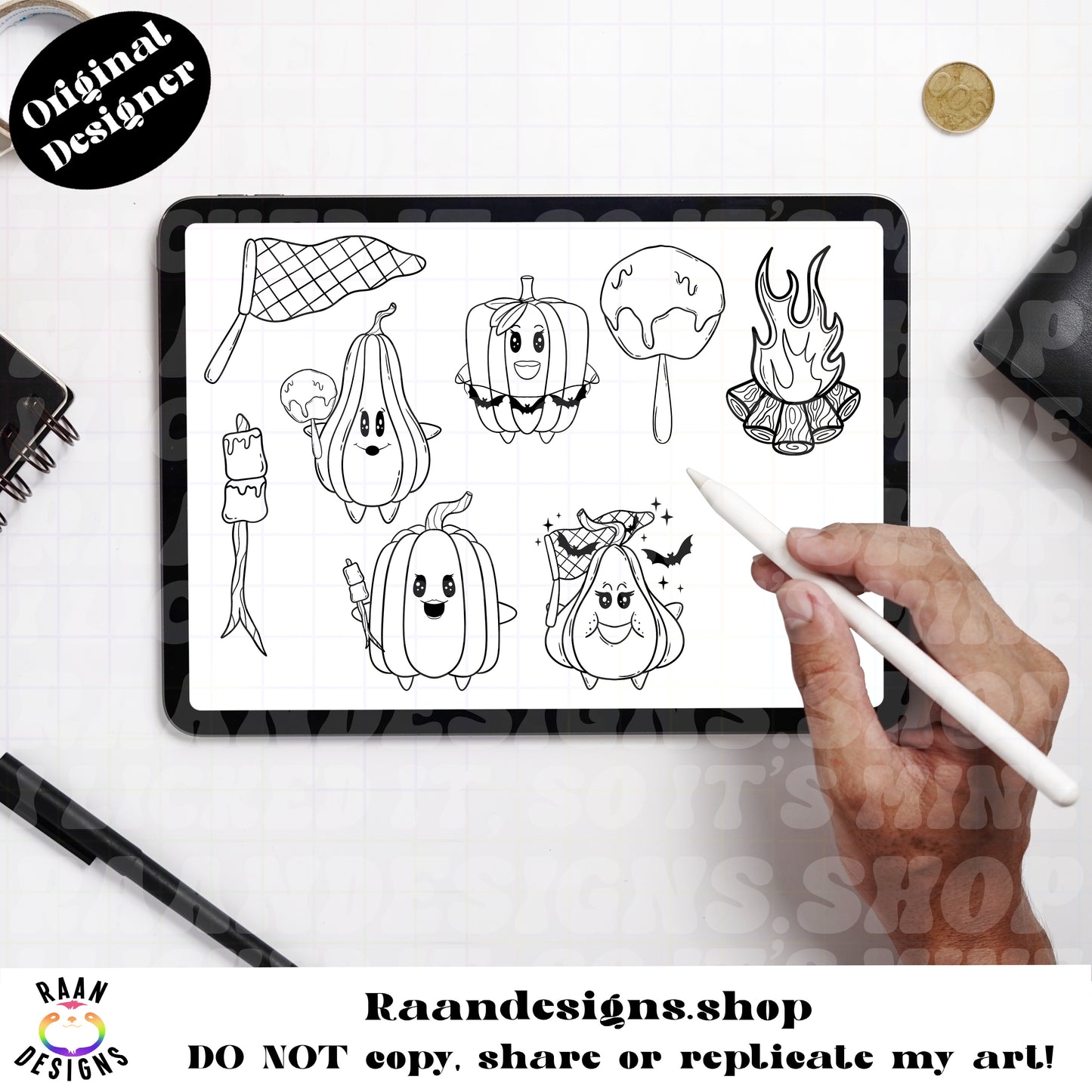 Fun Pumpkins-Outlines-Elements