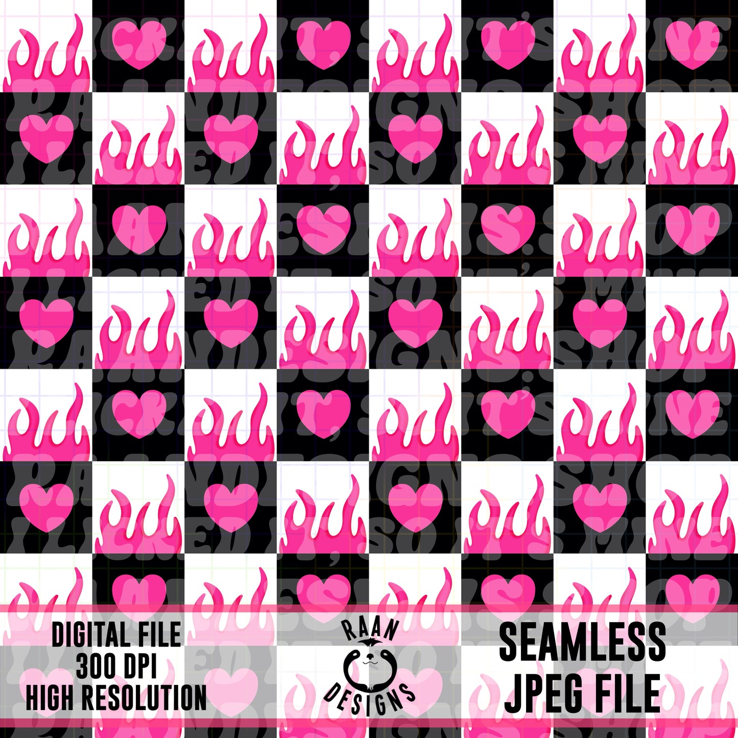 Pink Flame Checkered Seamleas