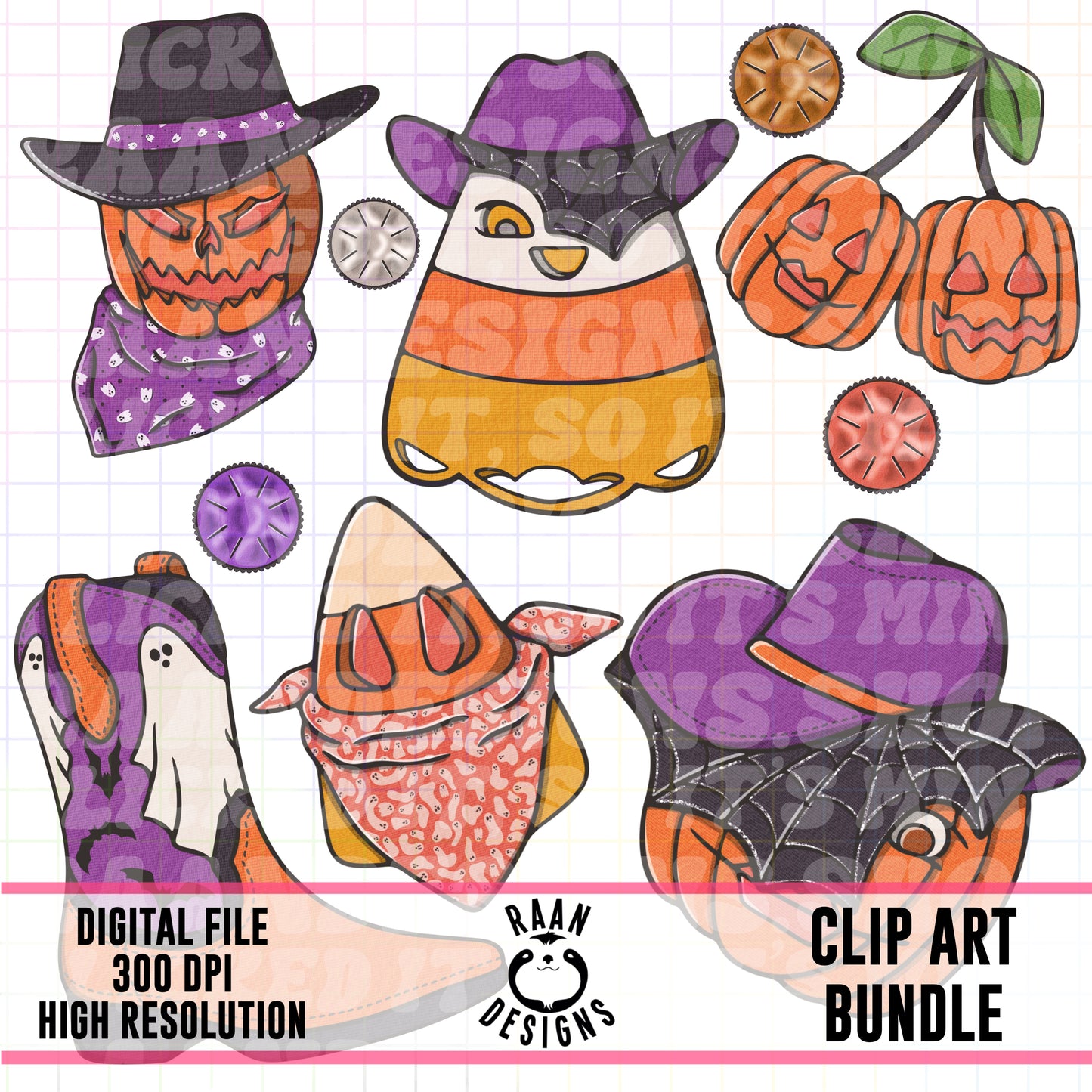 Vintage Western Halloween-Clipart Bundle