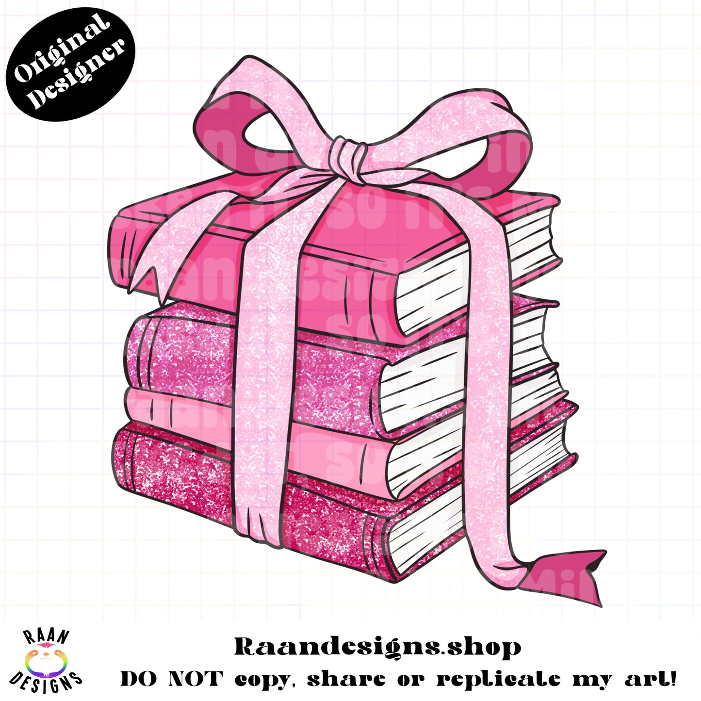 Pink Glitter Book Stack