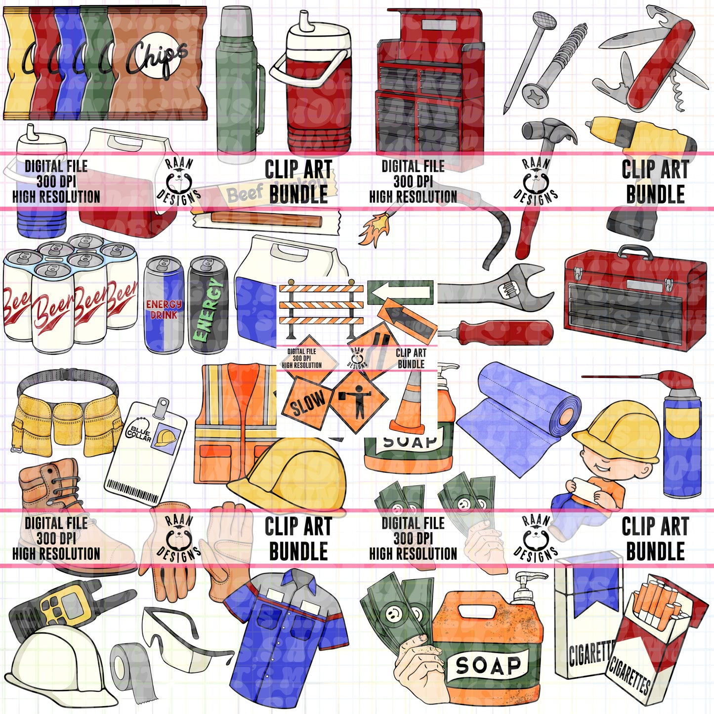 Blue Collar-MEGA Clipart Bundle