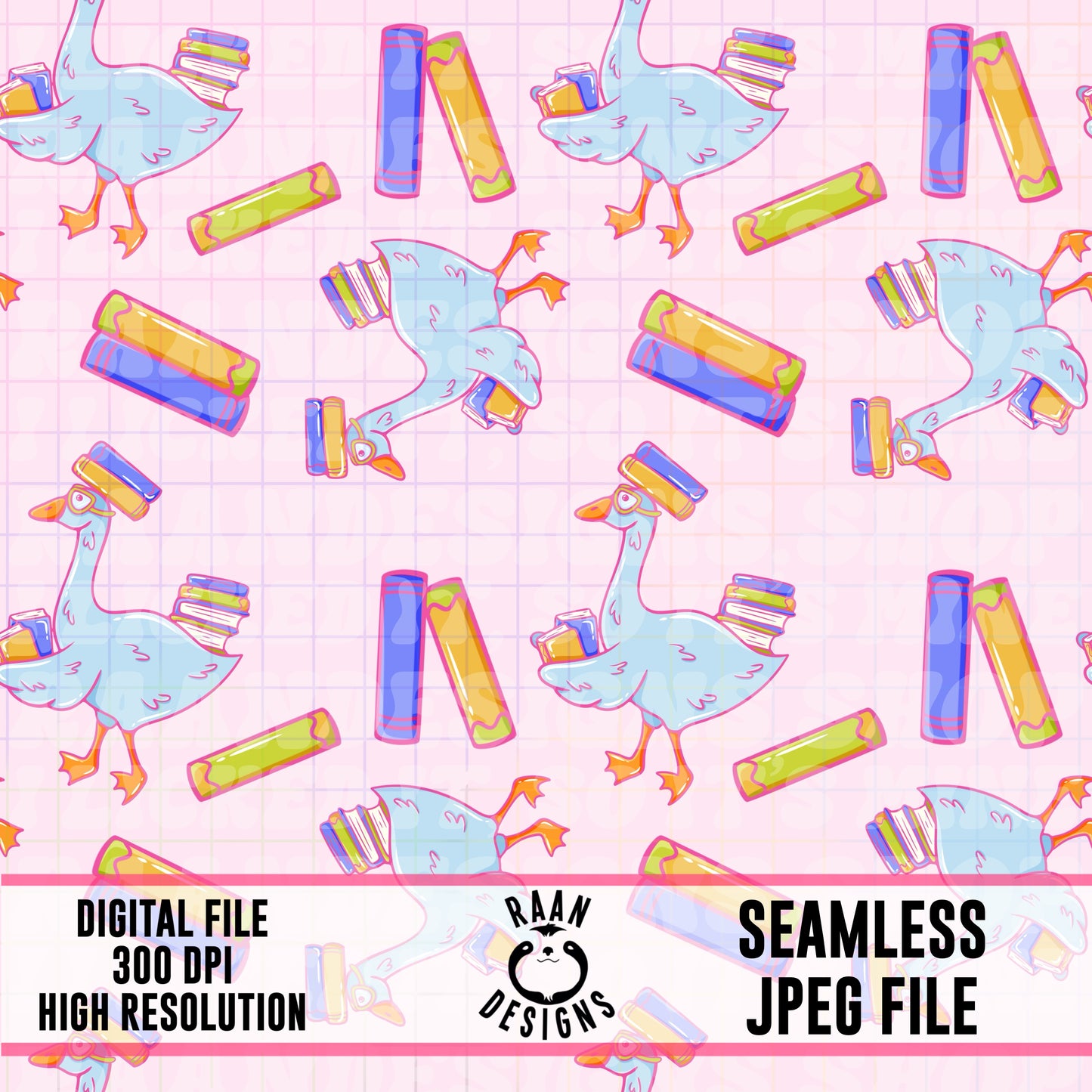 Pink Book Goose-Seamless Pattern