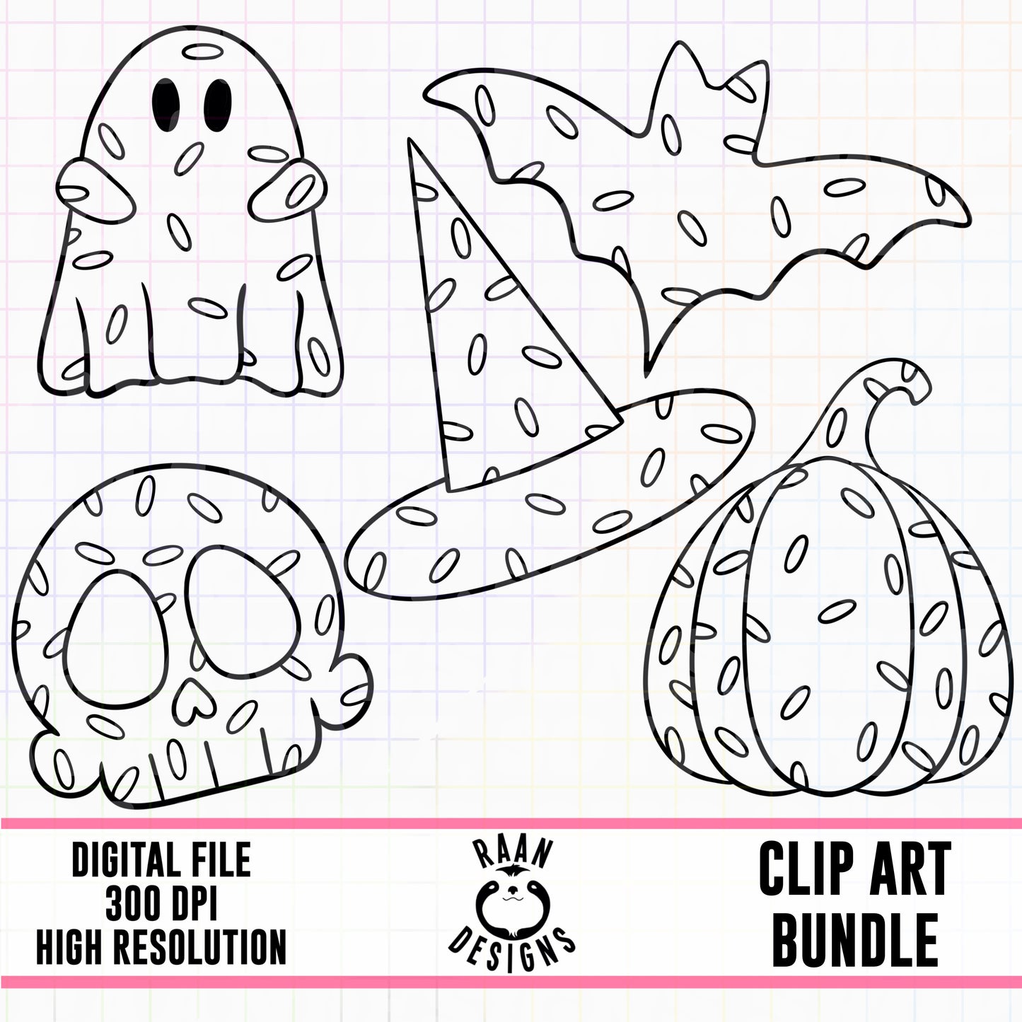 Spooky Sweet Outline-Clipart Bundle