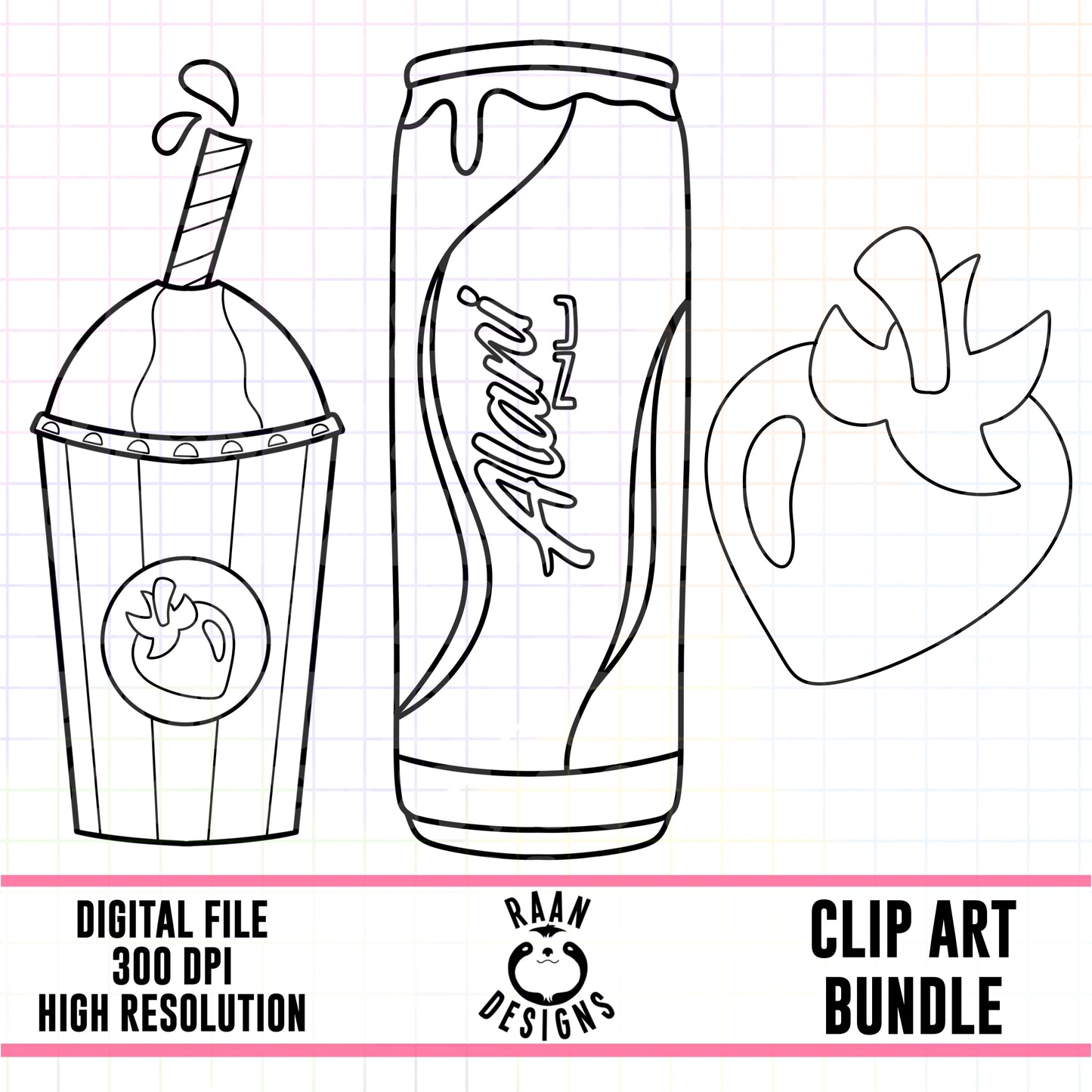 Alani Pink Slush Outline- Clipart Bundle