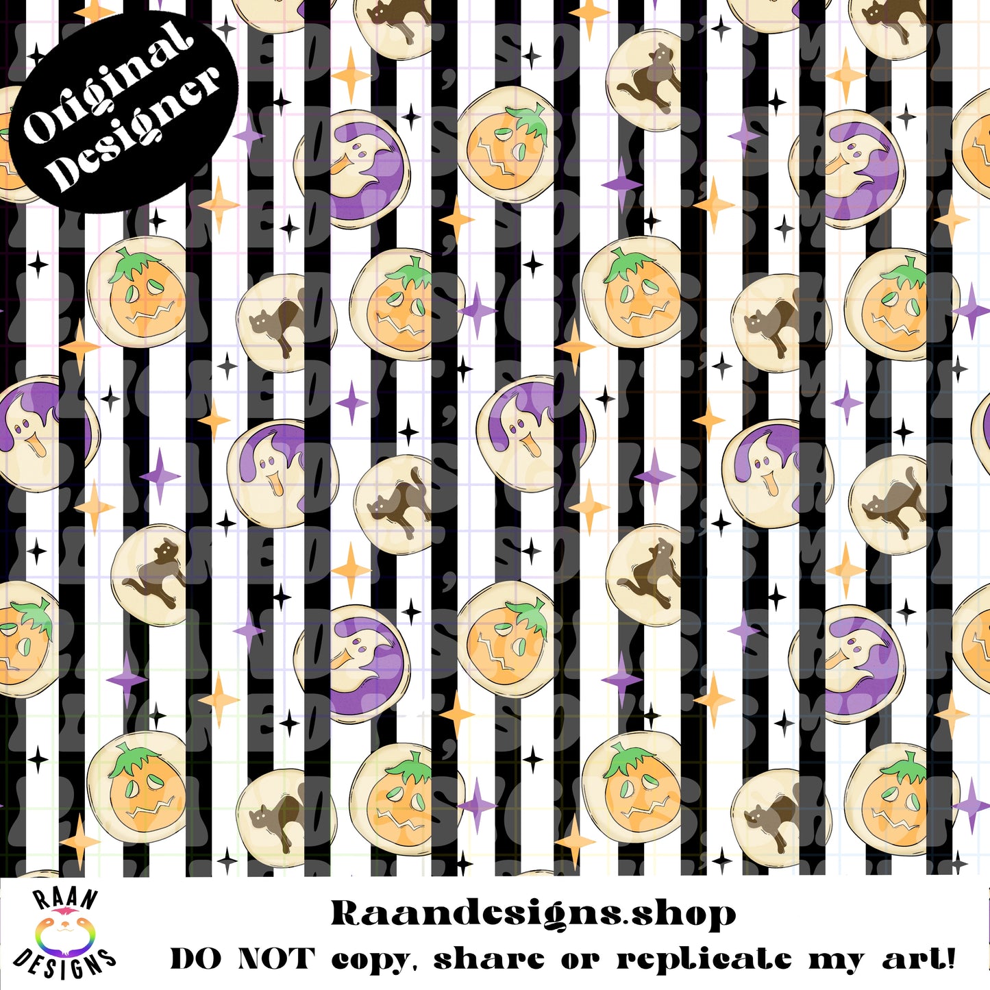 Striped Halloween Cookie Seamless-Small Print