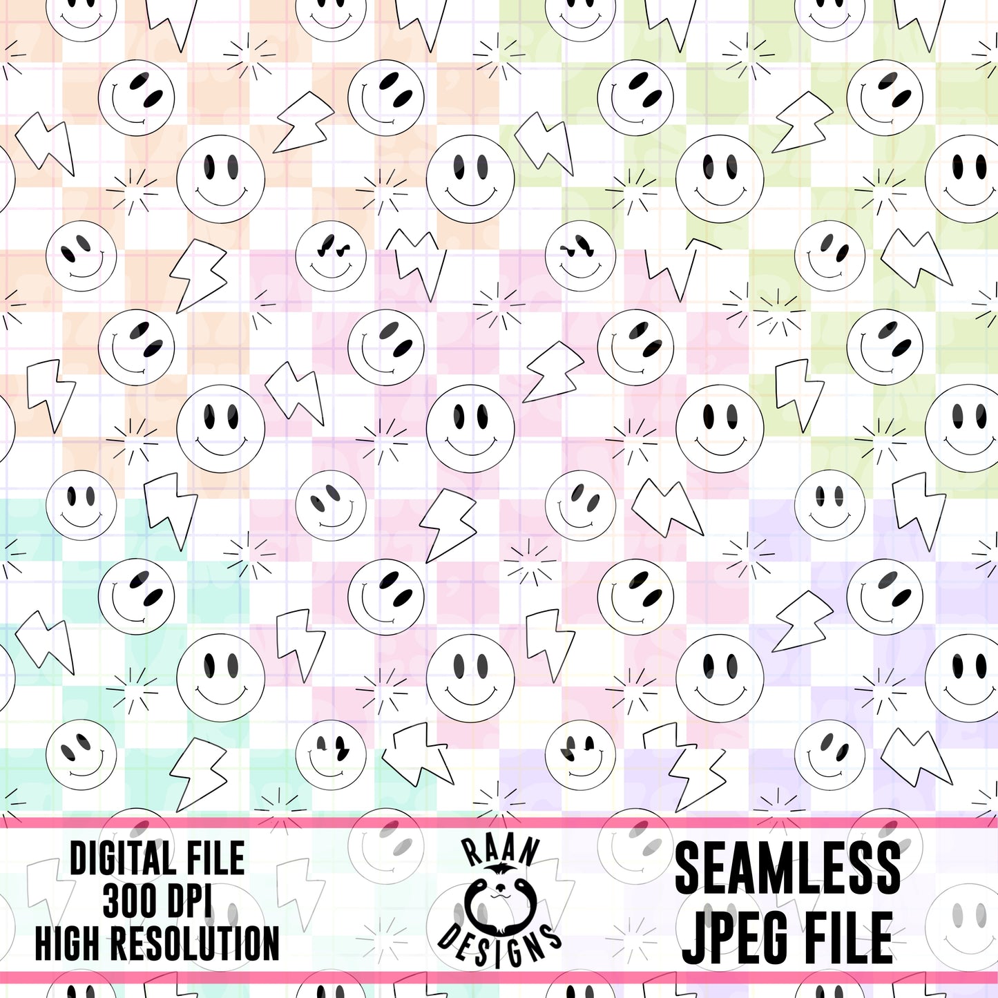 Checkered Smiles Pastel Seamless