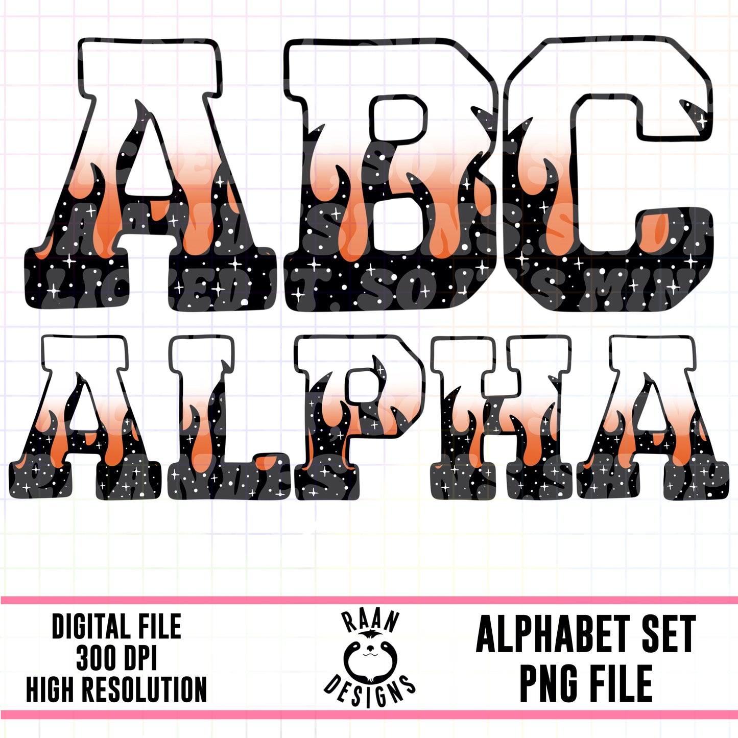 White Flame-Alphabet Sets
