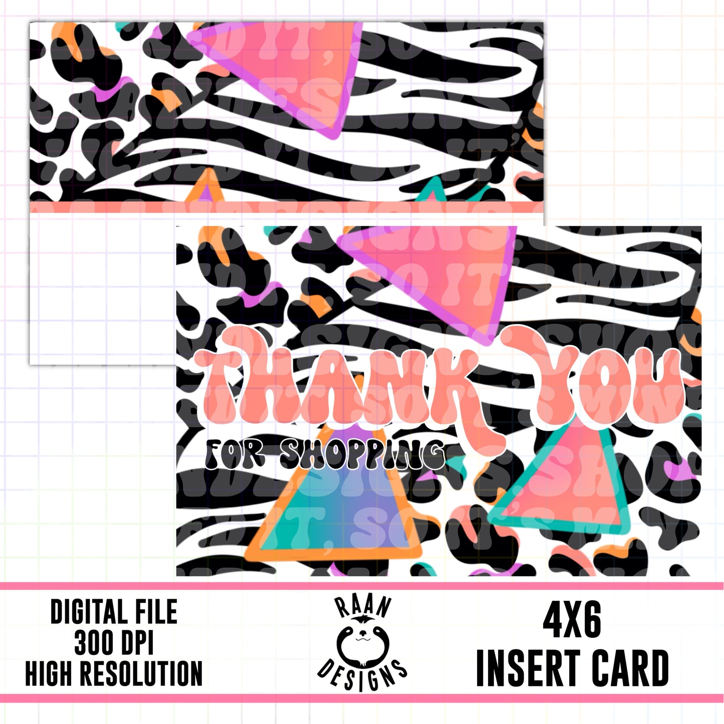 Thank You-Retro Animal Print Insert Card