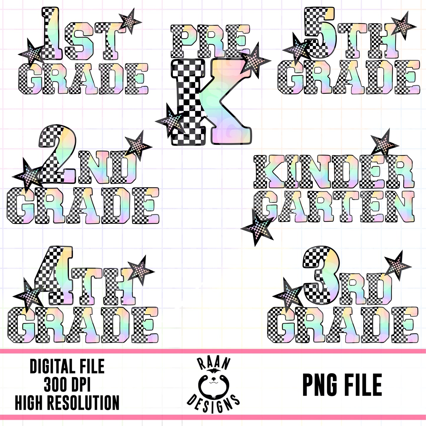 Rainbow Checkered School Grade Bundle
