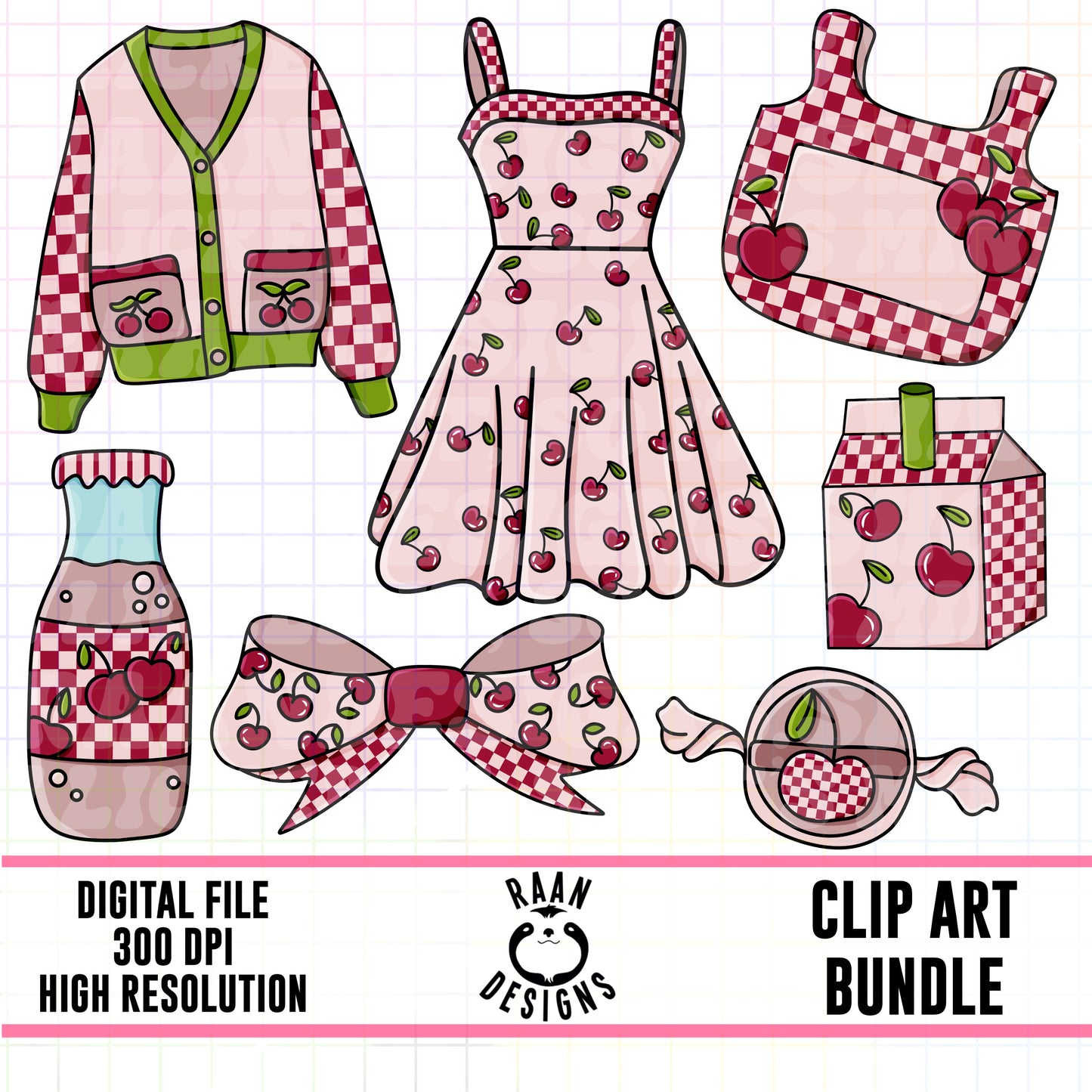 Red Cherry Set 2-Clipart Bundle