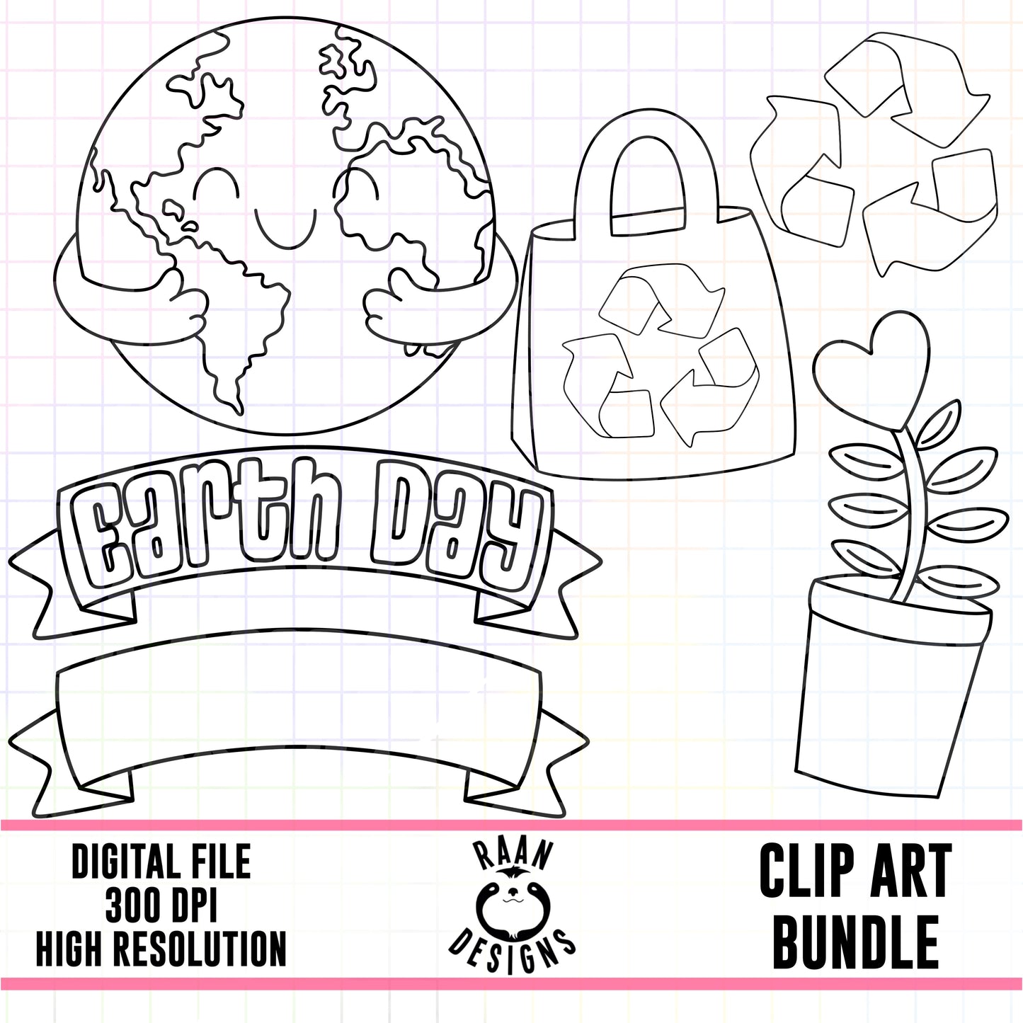 Earth Day Outlines-Clipart Bundle