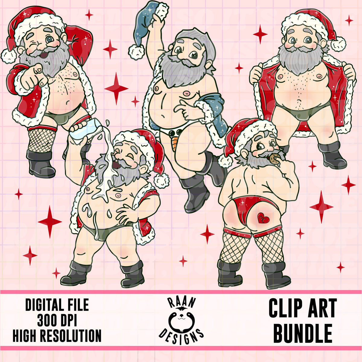 Stripper Santas-Clipart Bundle