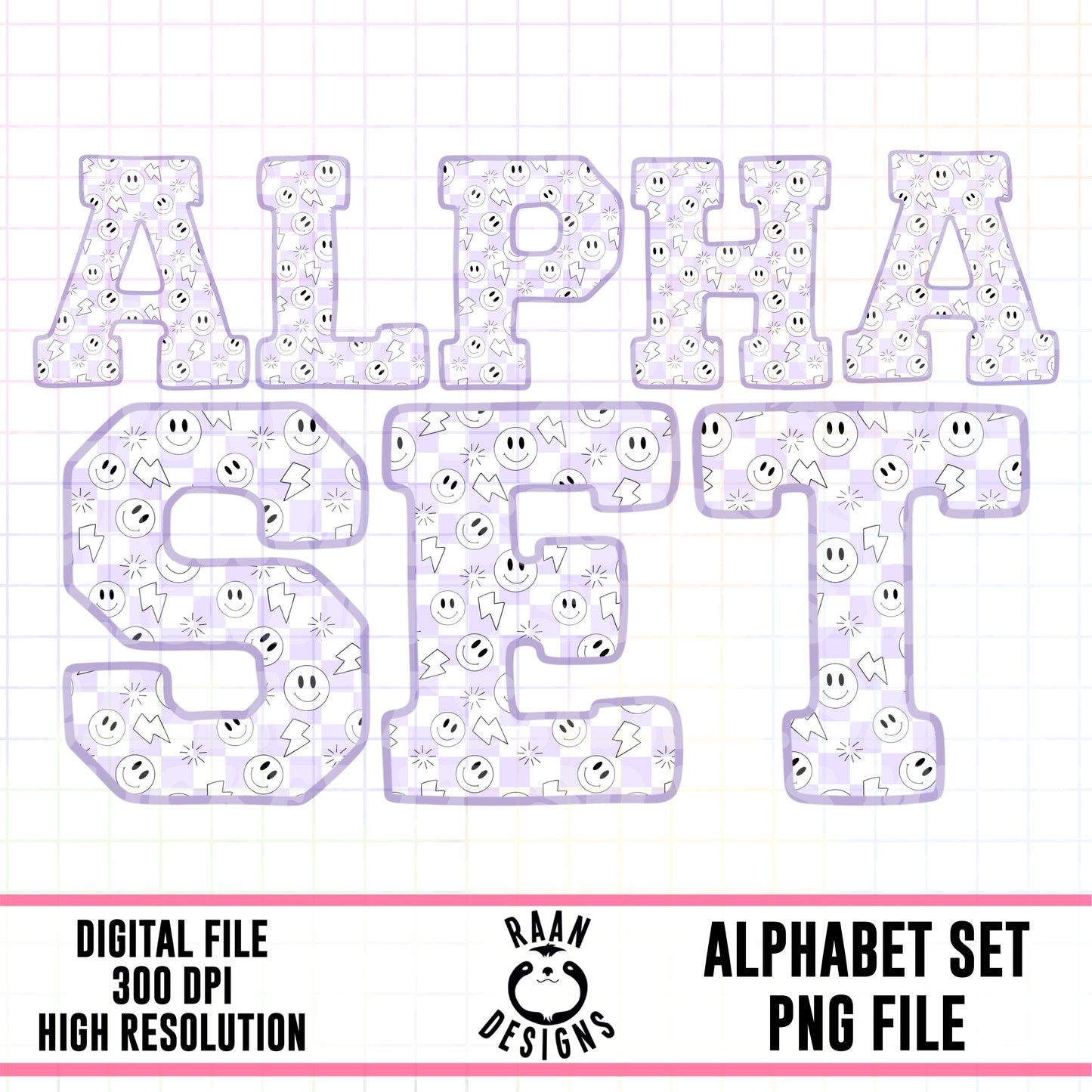 Purple Smiley Checkered Alpha Set