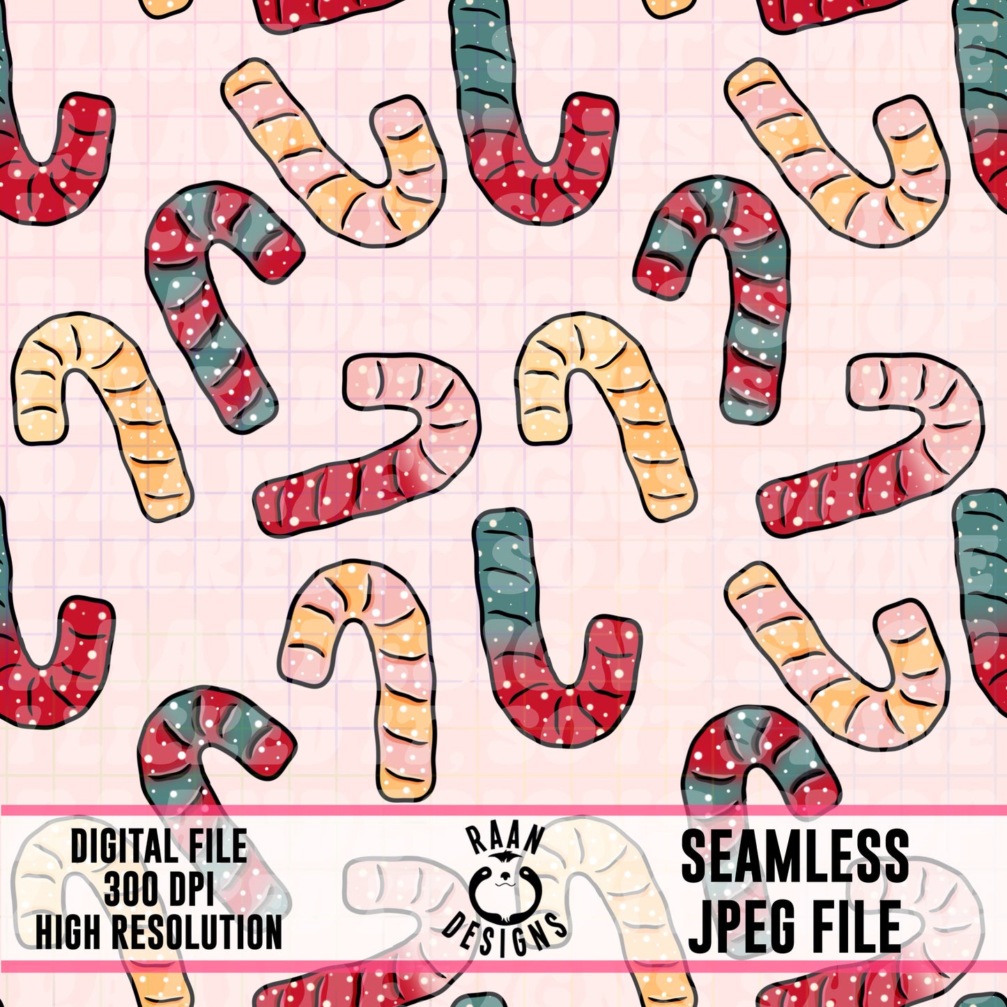 Gummy Candy Cane-Seamless