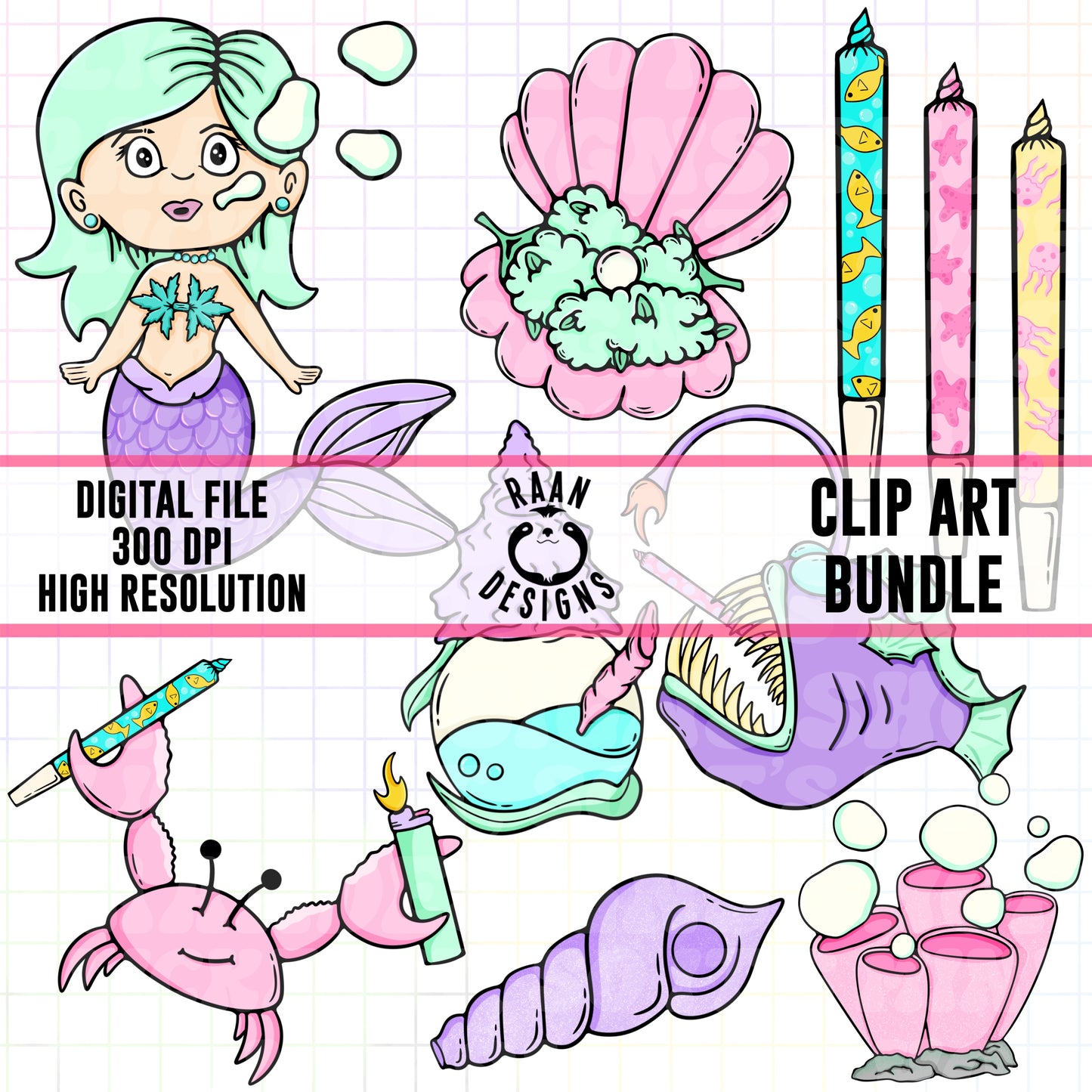 4/20 Mermaid Clipart Bundle