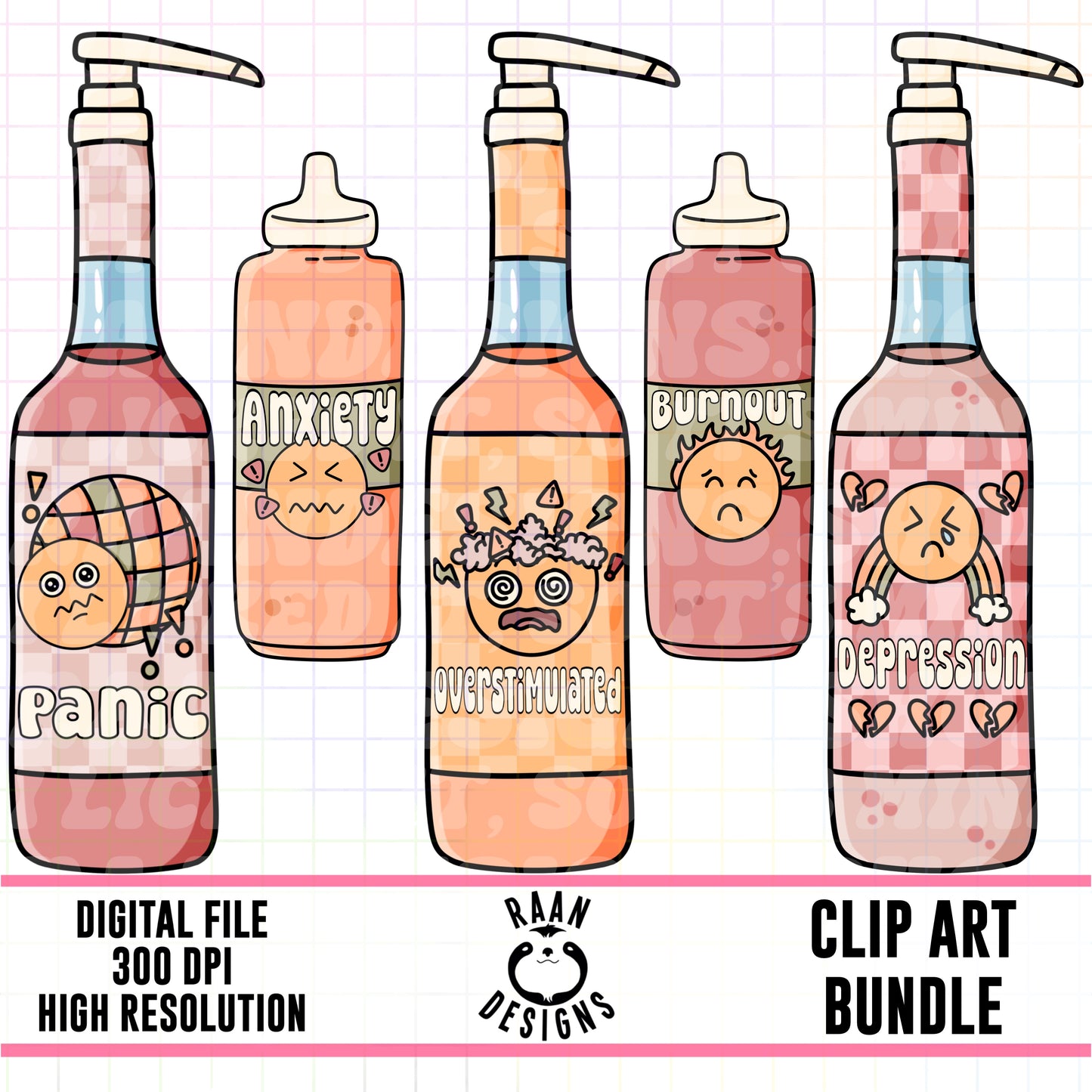 Mental Health Syrup Flavors-Clipart Bundle