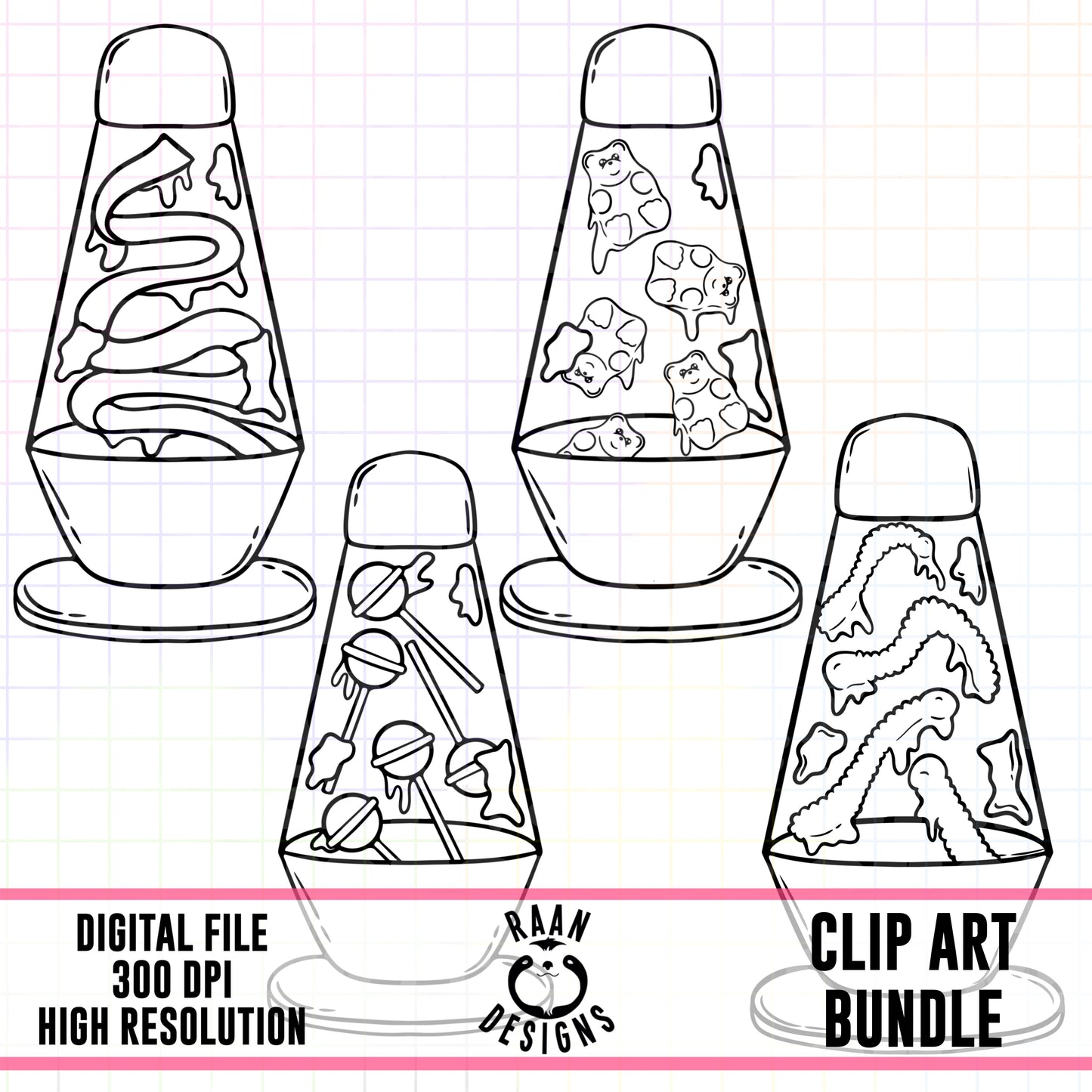 Lava Lamp Snacks Outline Bundle