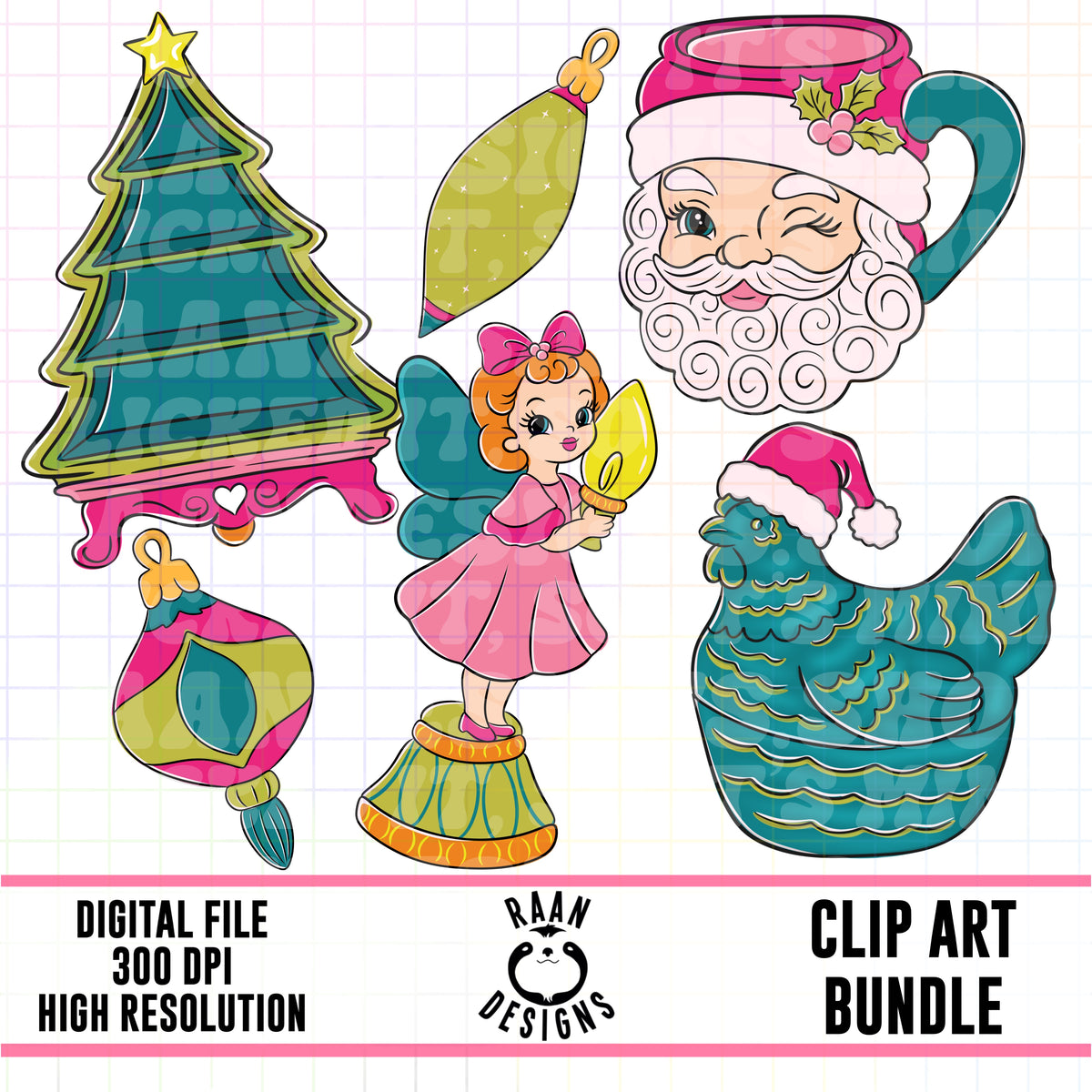 Thrifted Christmas-Clipart Bundle