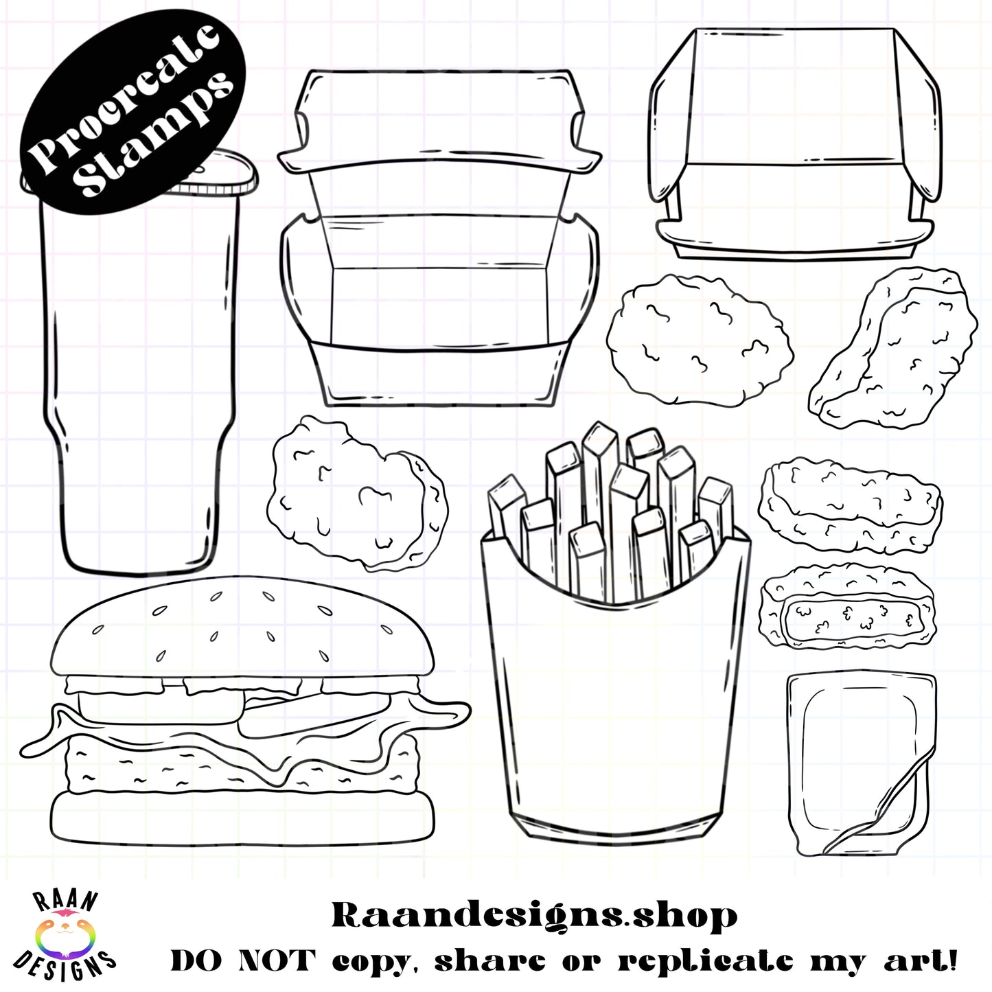 Fast Food Procreate Stamps