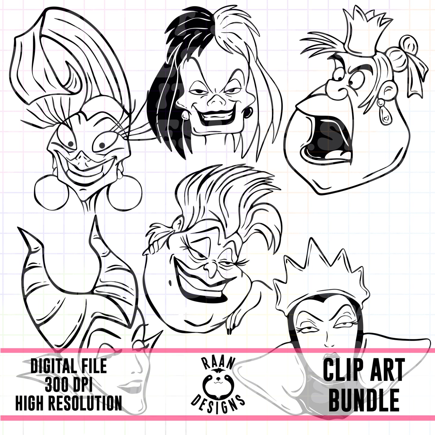 Villian Tattoo Flash-Clipart Bundle