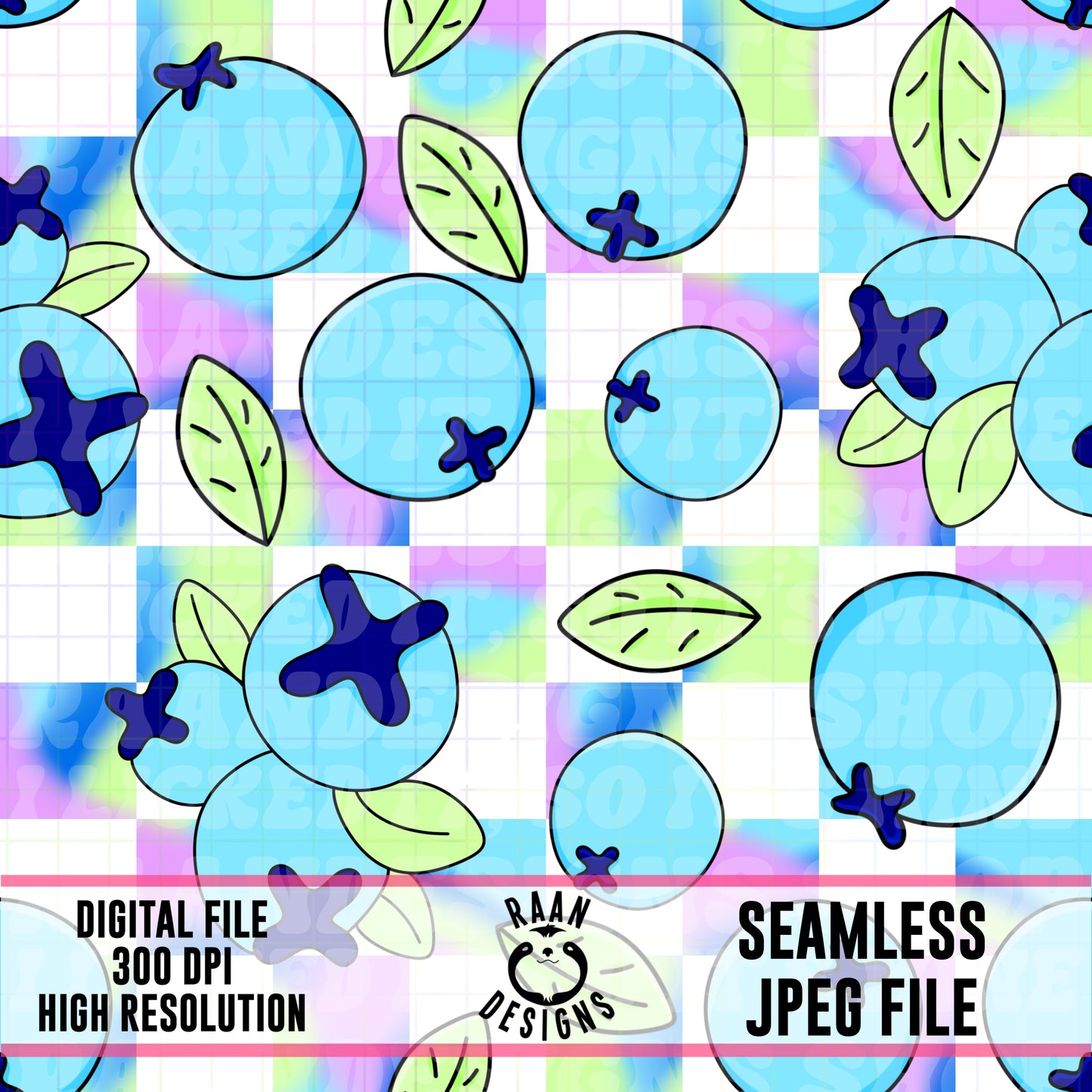 Tyedye BlueberryChecker-Seamless Pattern