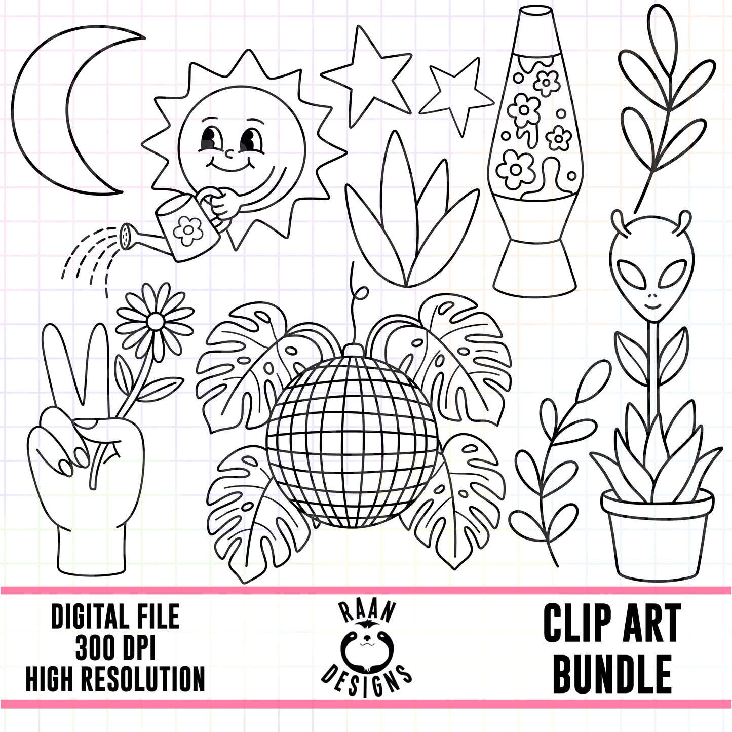 Galactic Greenhouse Outlines-Clipart Bundle