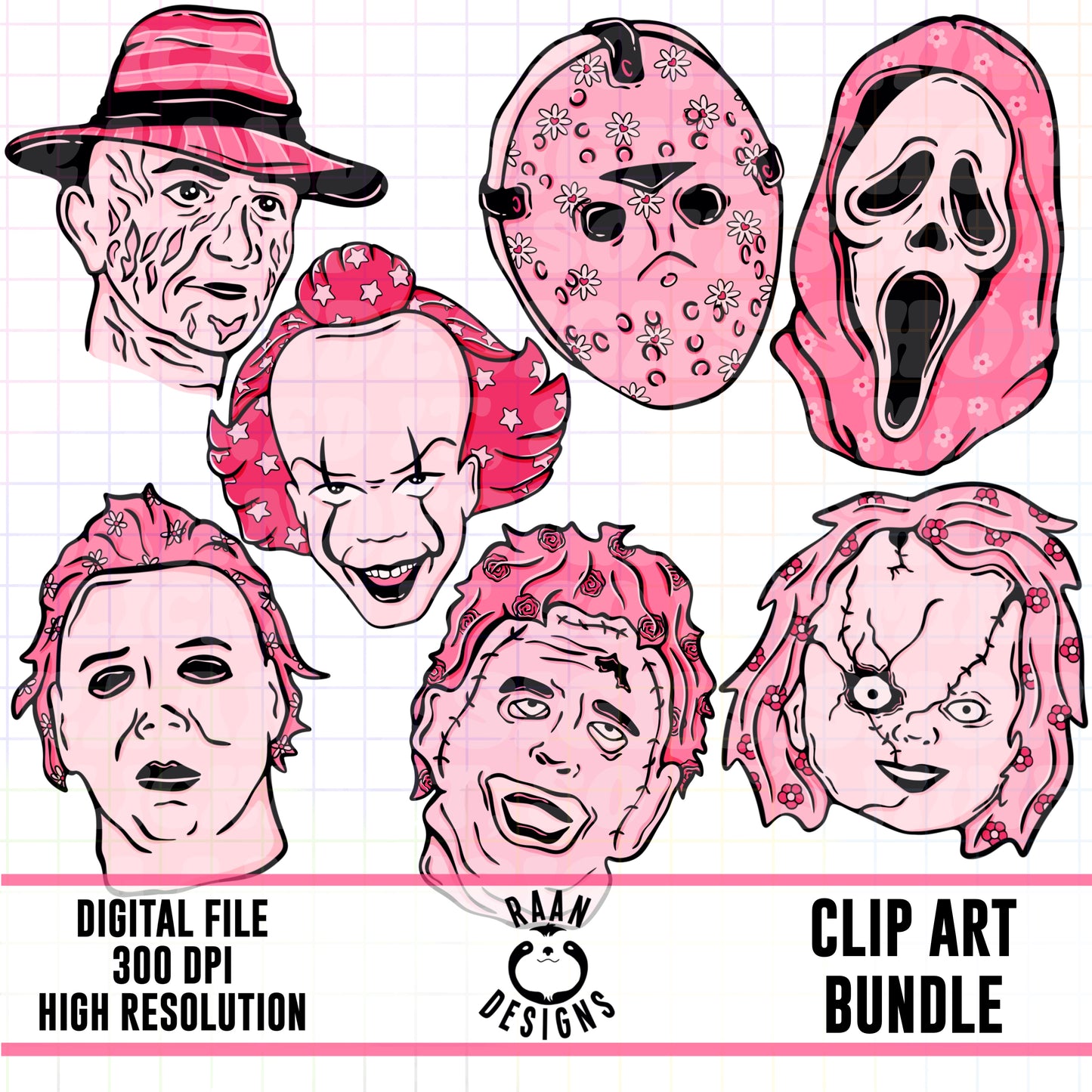 Pink Horror Killers-Clipart Bundle