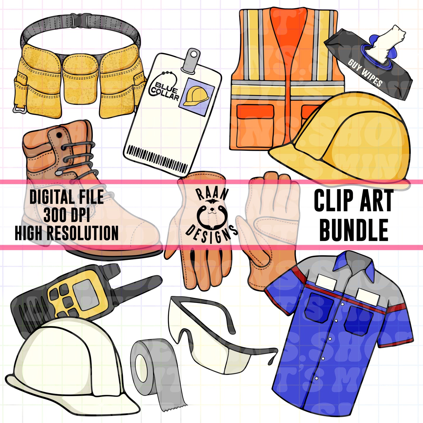 Blue Collar Gear-Clipart Bundle