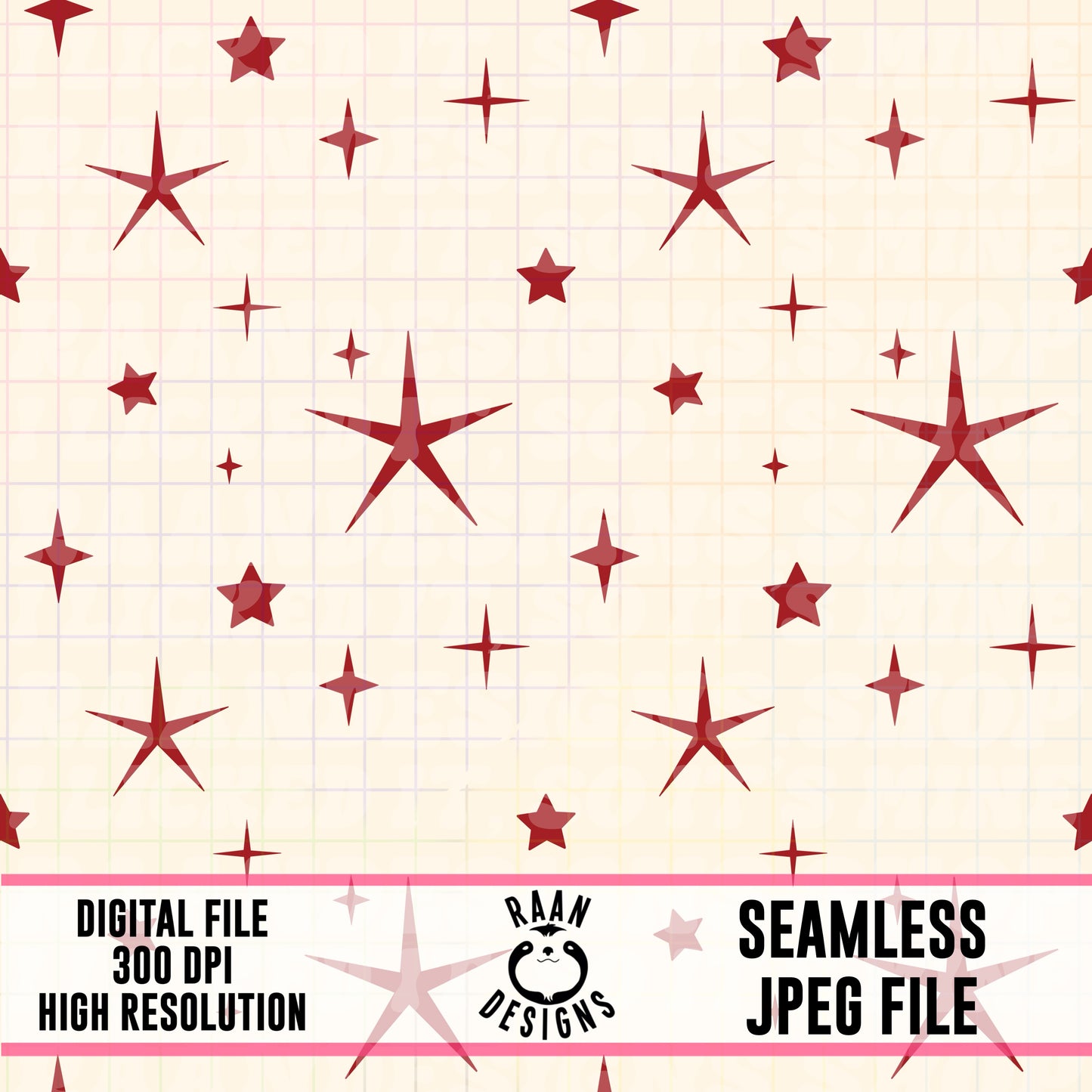 Red Stars and Sparkles-Seamless Pattern
