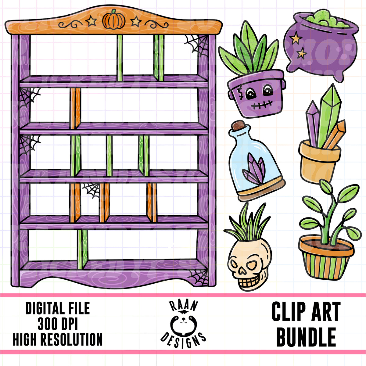 Halloween Trinket Shelf-Clipart Bundle