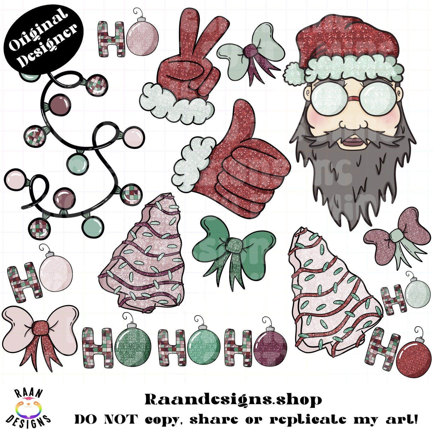 Christmas Glitter Elements-21 PNGs