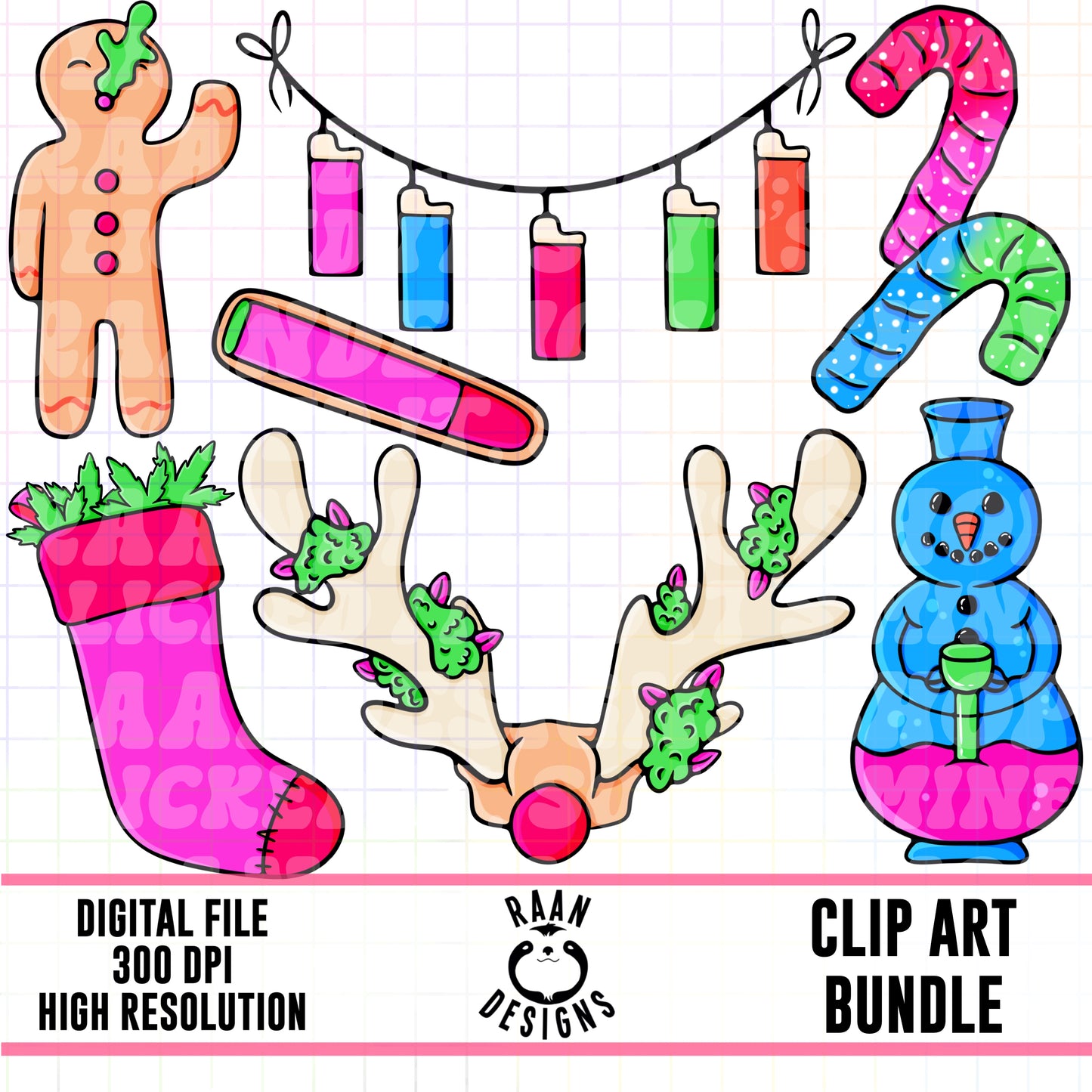 420 Christmas Neon-Clipart Bundle