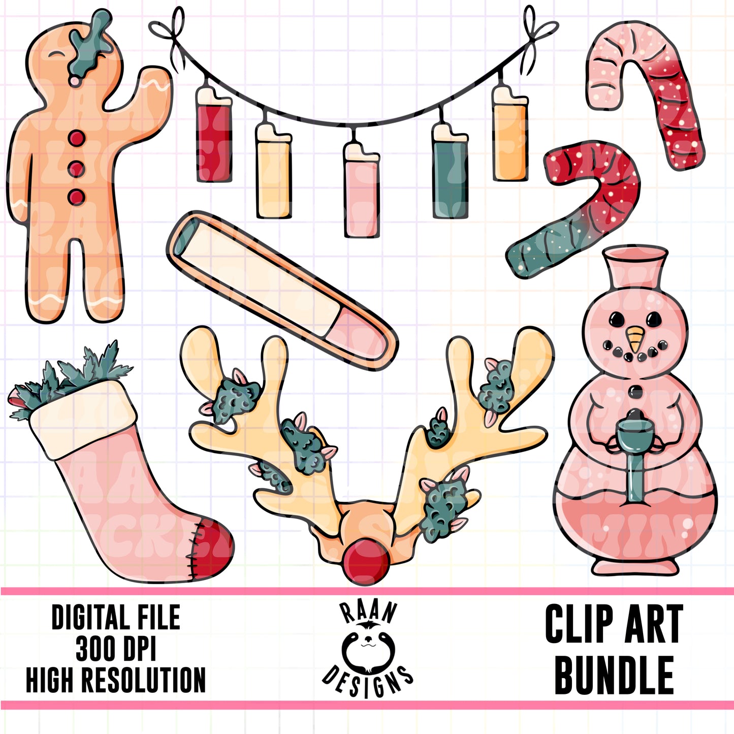 420 Christmas Pastel-Clipart Bundle