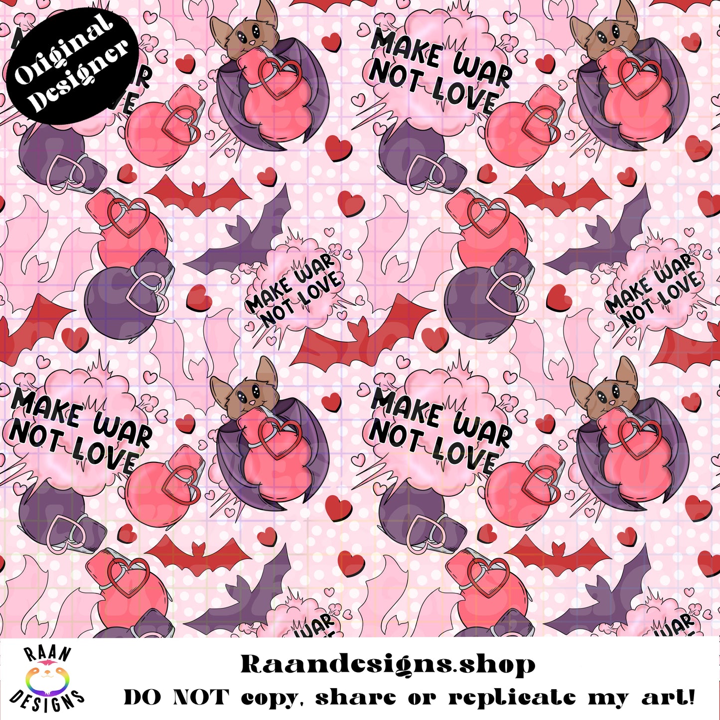 Make War Not Love-Pink-Seamless