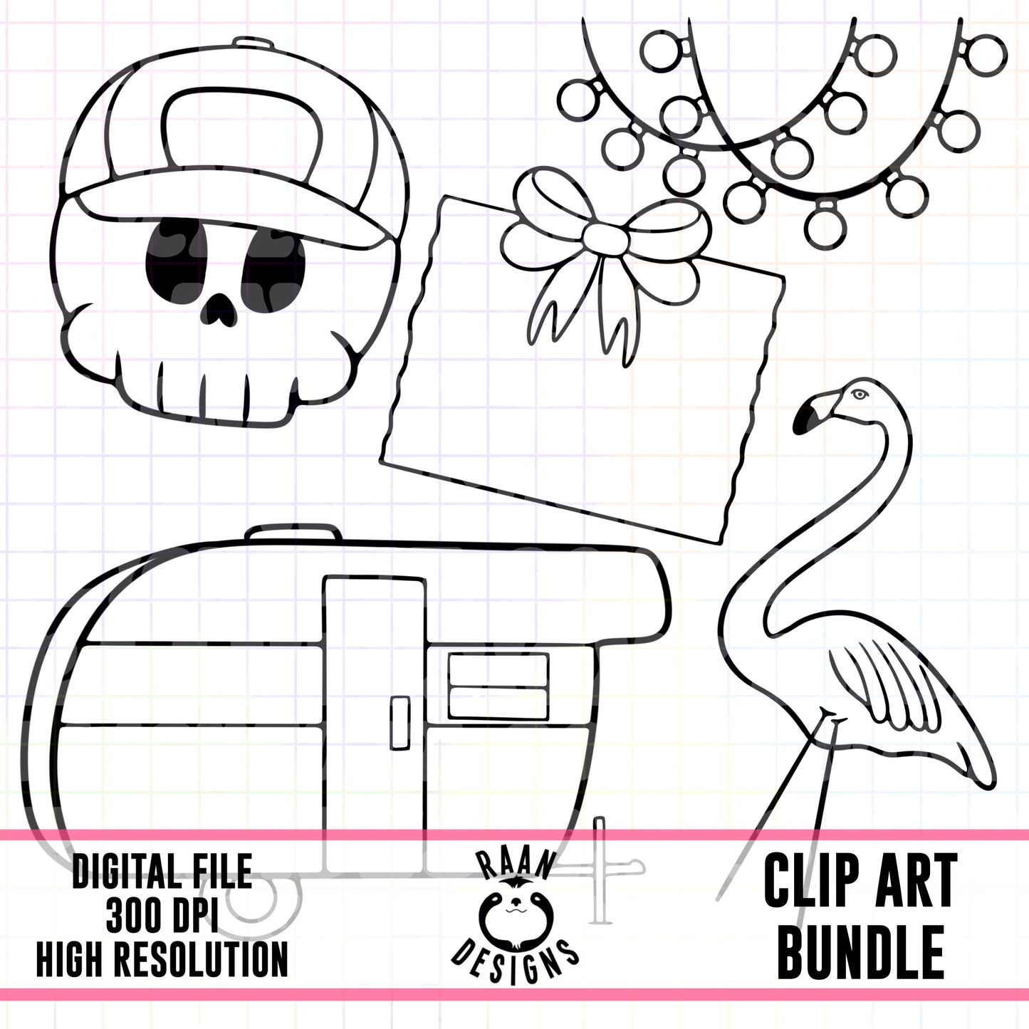Trailer Park-Outline Clipart Bundle