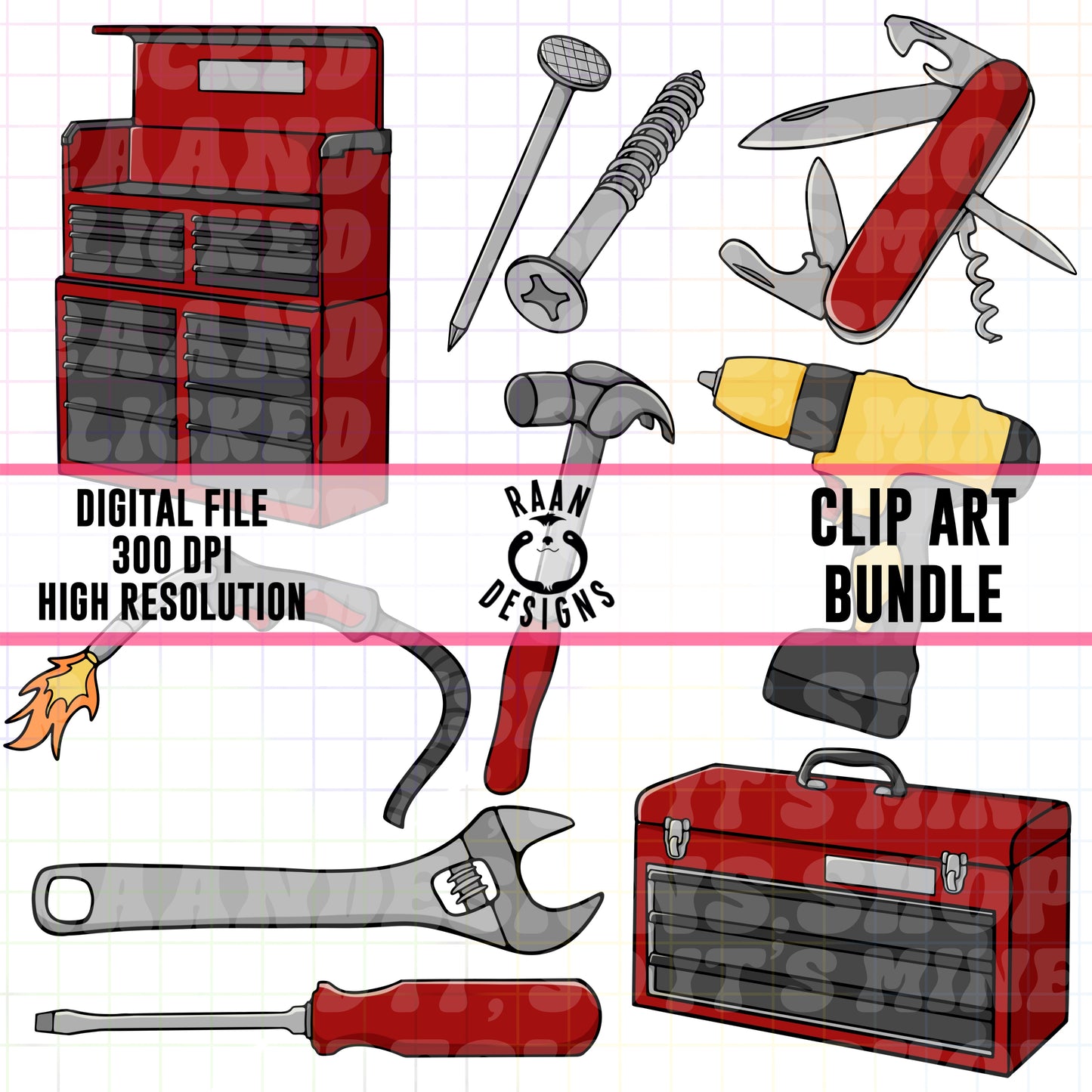 Blue Collar Tools-Clipart Bundle