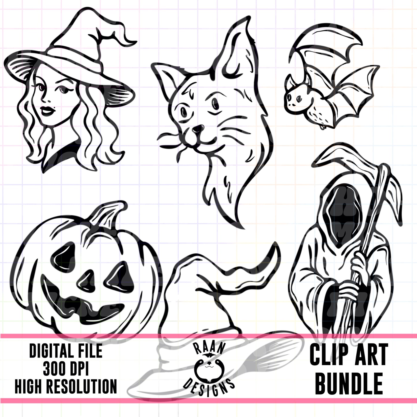 Halloween Tattoo Flash-Clipart Bundle