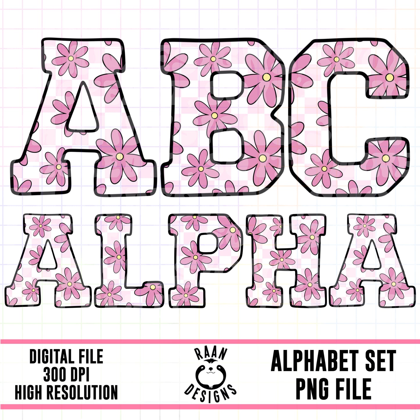 Pink Floral-Alpha Set