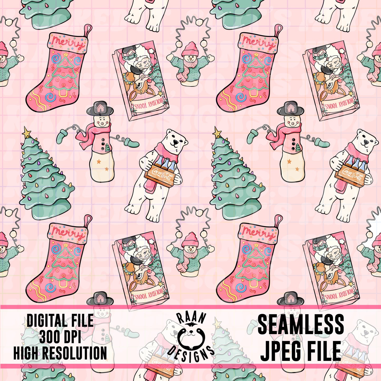 Pink 90’s Christmas-Seamless Pattern