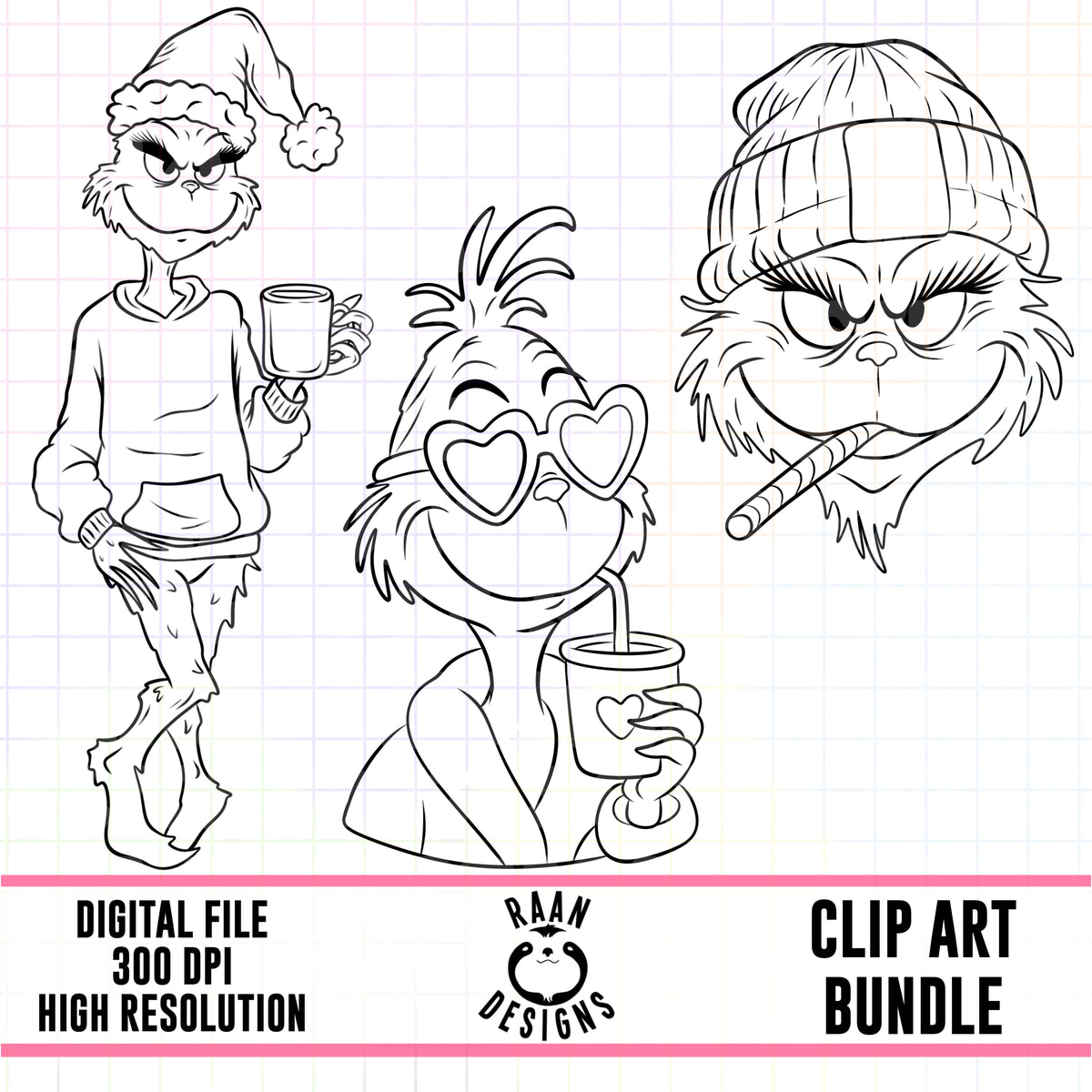 Grinch Outline-Clipart Bundle